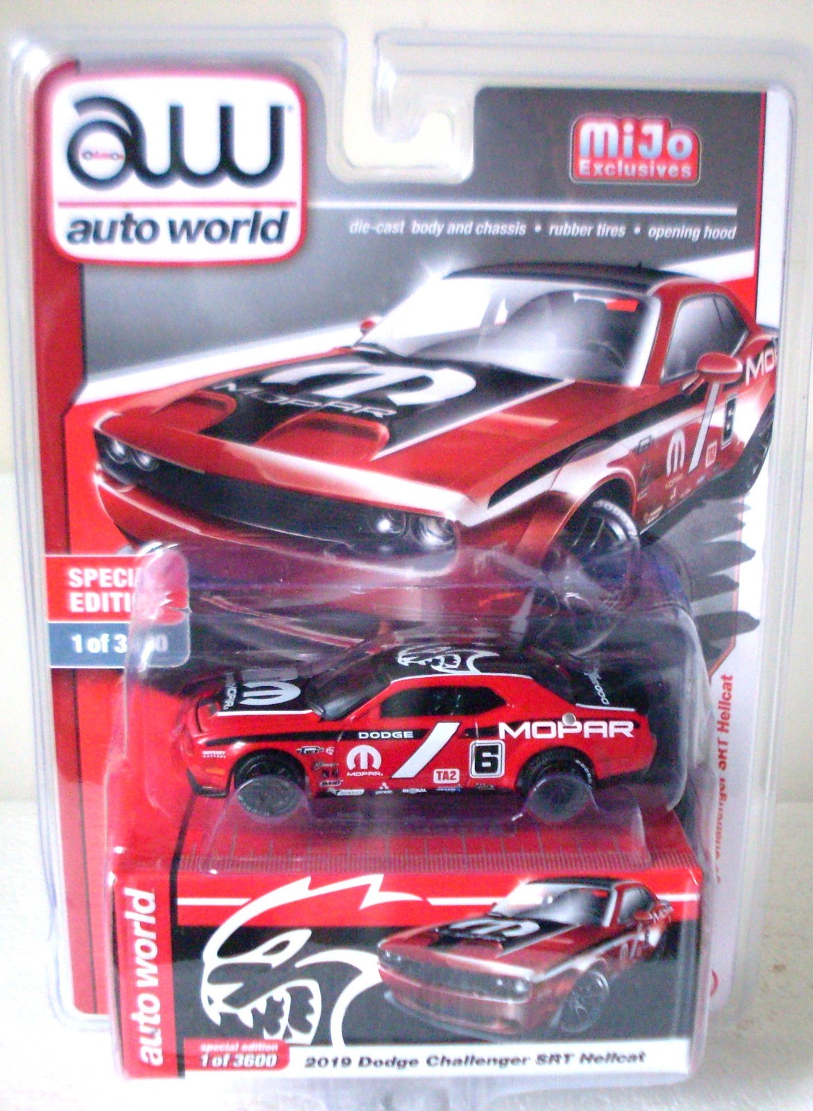 Auto World MiJo Exclusive 2019 Dodge Challenger SRT Hellcat Red Limited to 3,600