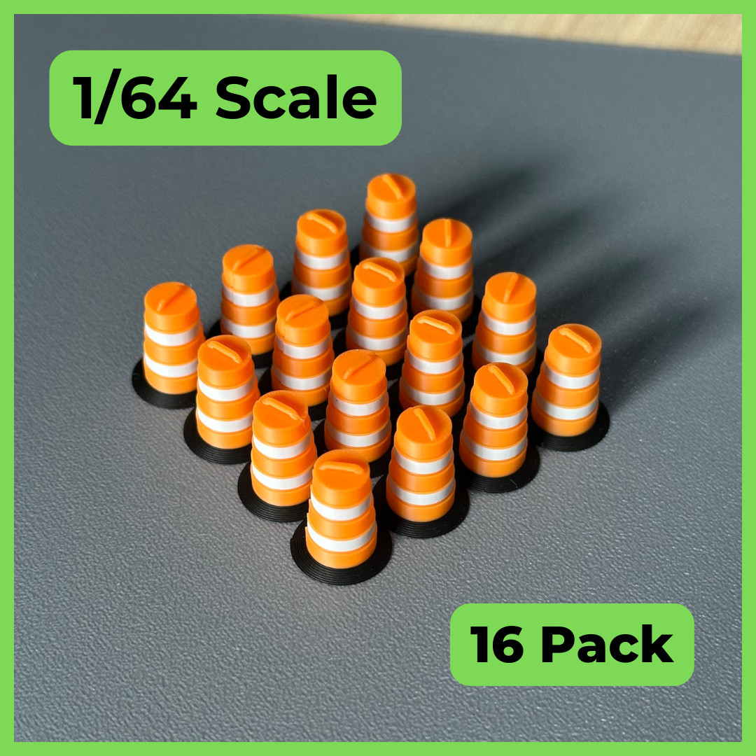 Hot Hobby RoadScapes 1/64 Scale Traffic Barrels / Construction Drums (Commander)