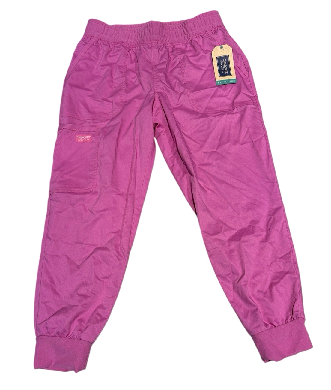 Cherokee Workwear Women’s Mid Rise Jogger Petite Pants Scrubs Sweet Berry (XL)