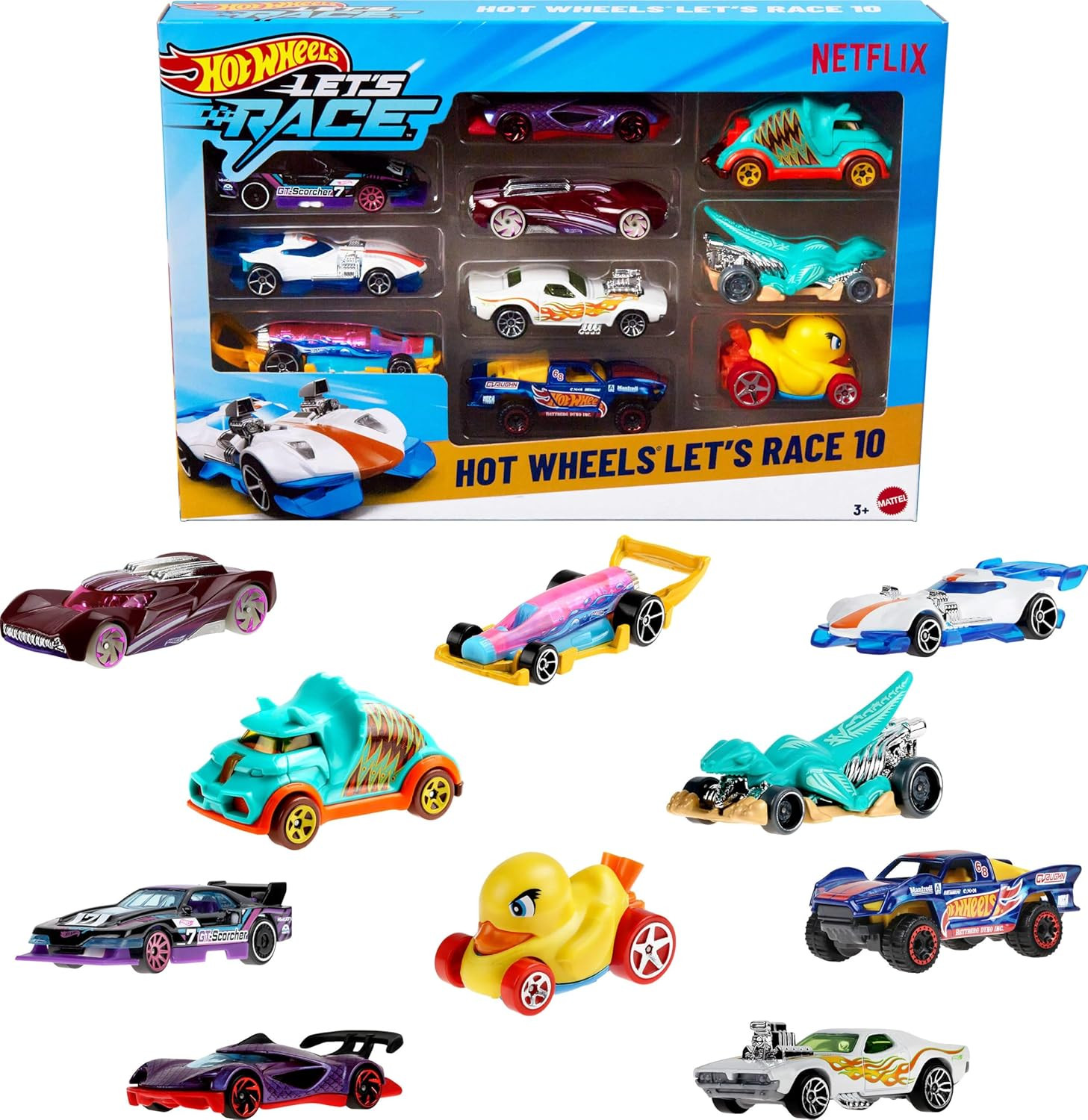 Toy Cars & Trucks, Let’S Race 10-Pack, Set of 10 1:64 Scale Vehicles from the An