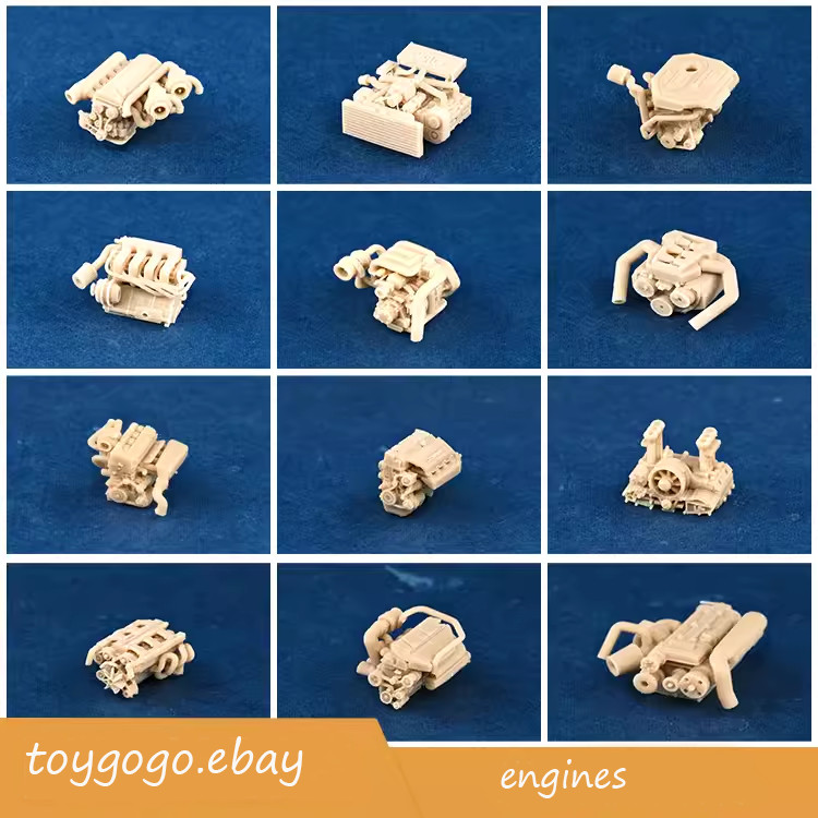 3D print unpaint auto-engines car engines 1/64 fit 1:64 car street diorama