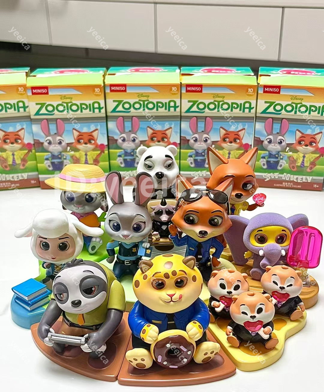 Hot Miniso Zootopia Sit Nicely Series Confirmed Blind Box Figure Judy Nick Art
