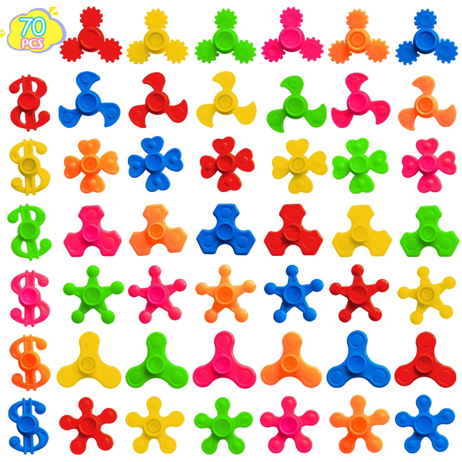 70 Pack Mini Fidget Spinner Toys,Stress Relief Sensory Small, 16 Pcs