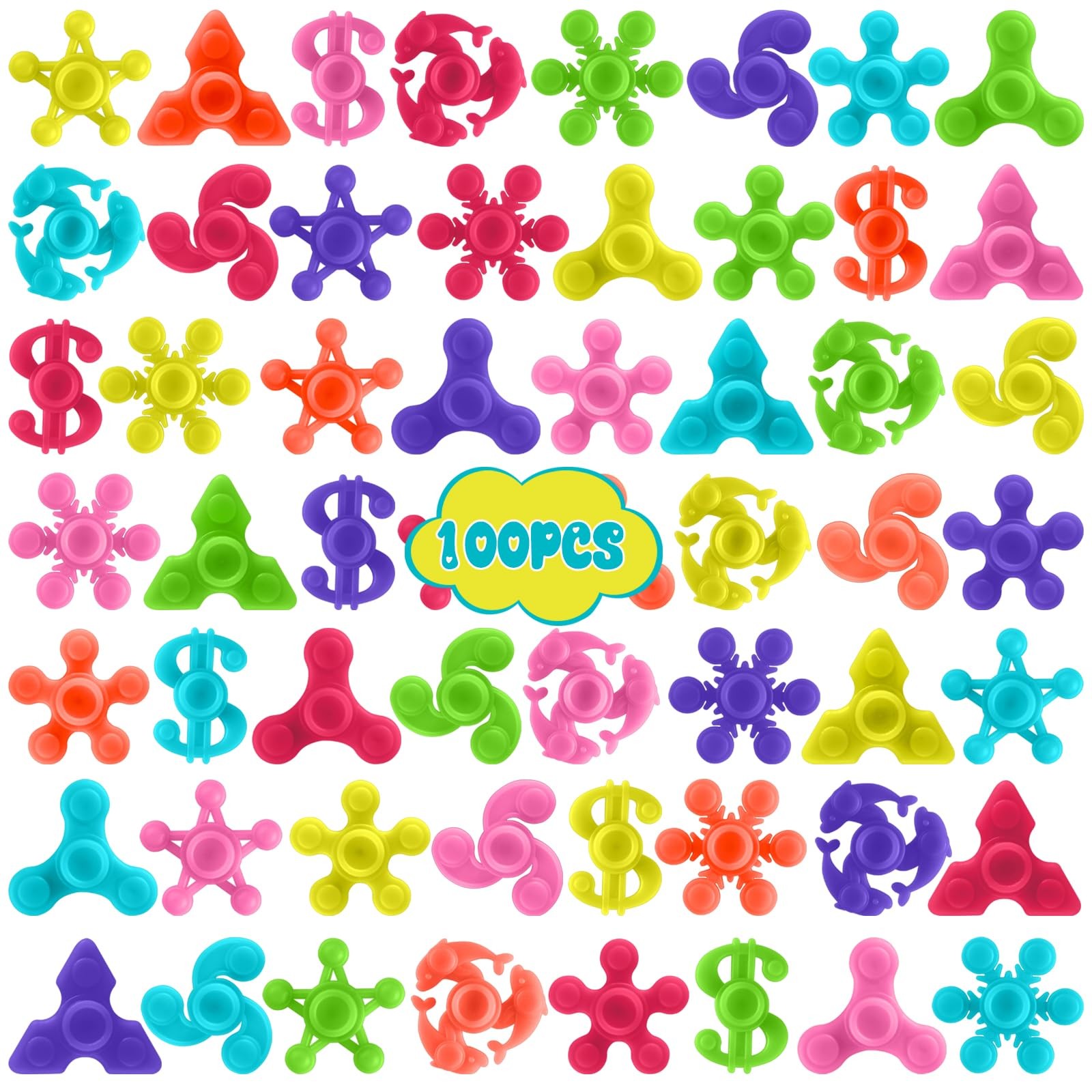 100pcs Bulk-Mini Finger Fidget Spinner Toys, Stress Relief Sensory Toys for Kids