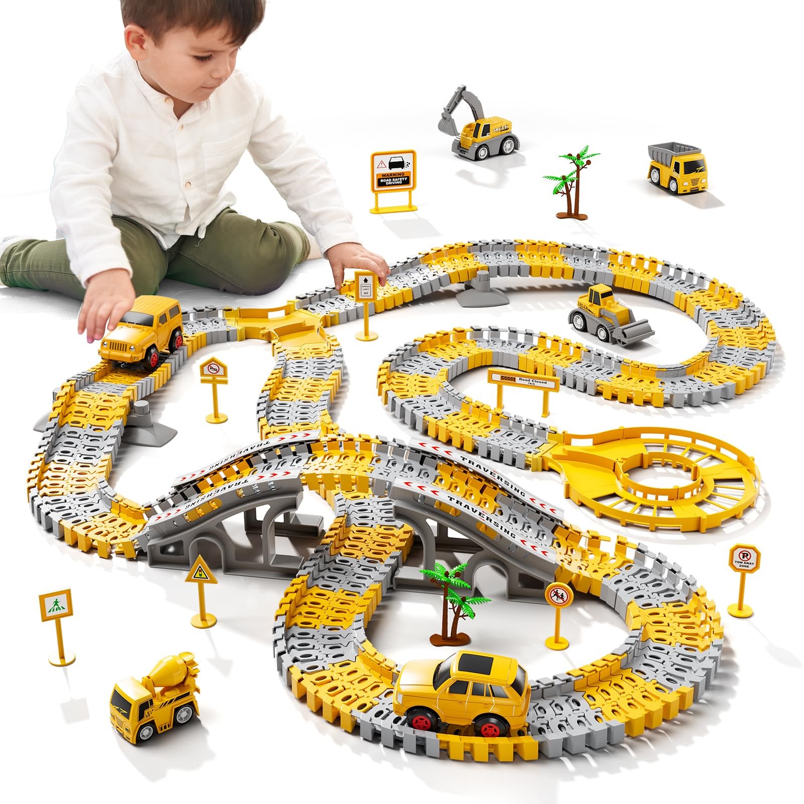 Toddlers Construction Race Tracks Toys Gifts for 3 4 5 6 Years Old Boys , 2PC…