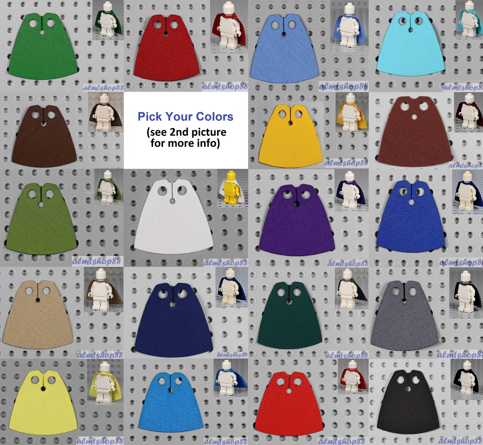 Cloth Cape For LEGO Minifigures – PICK YOUR COLORS – Fabric Robe Cloak Star Wars