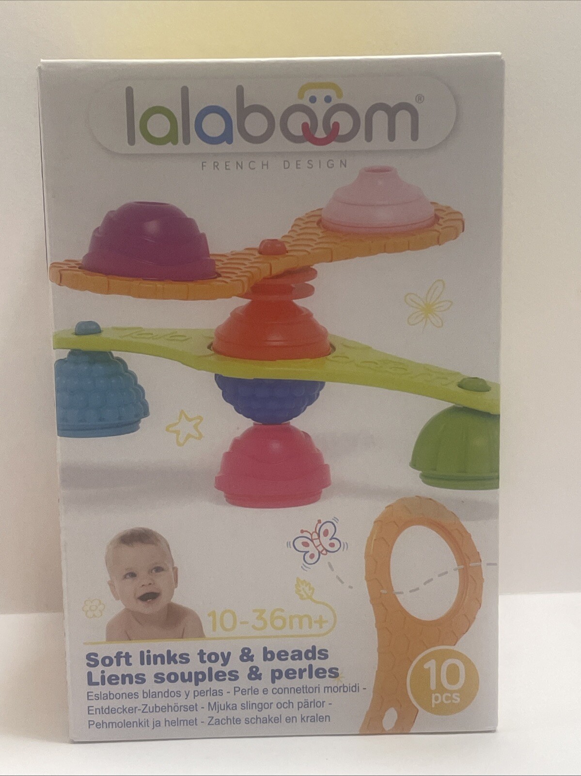 LALABOOM Baby Toy Soft Links And Beads 10 Pieces BRAND NEW