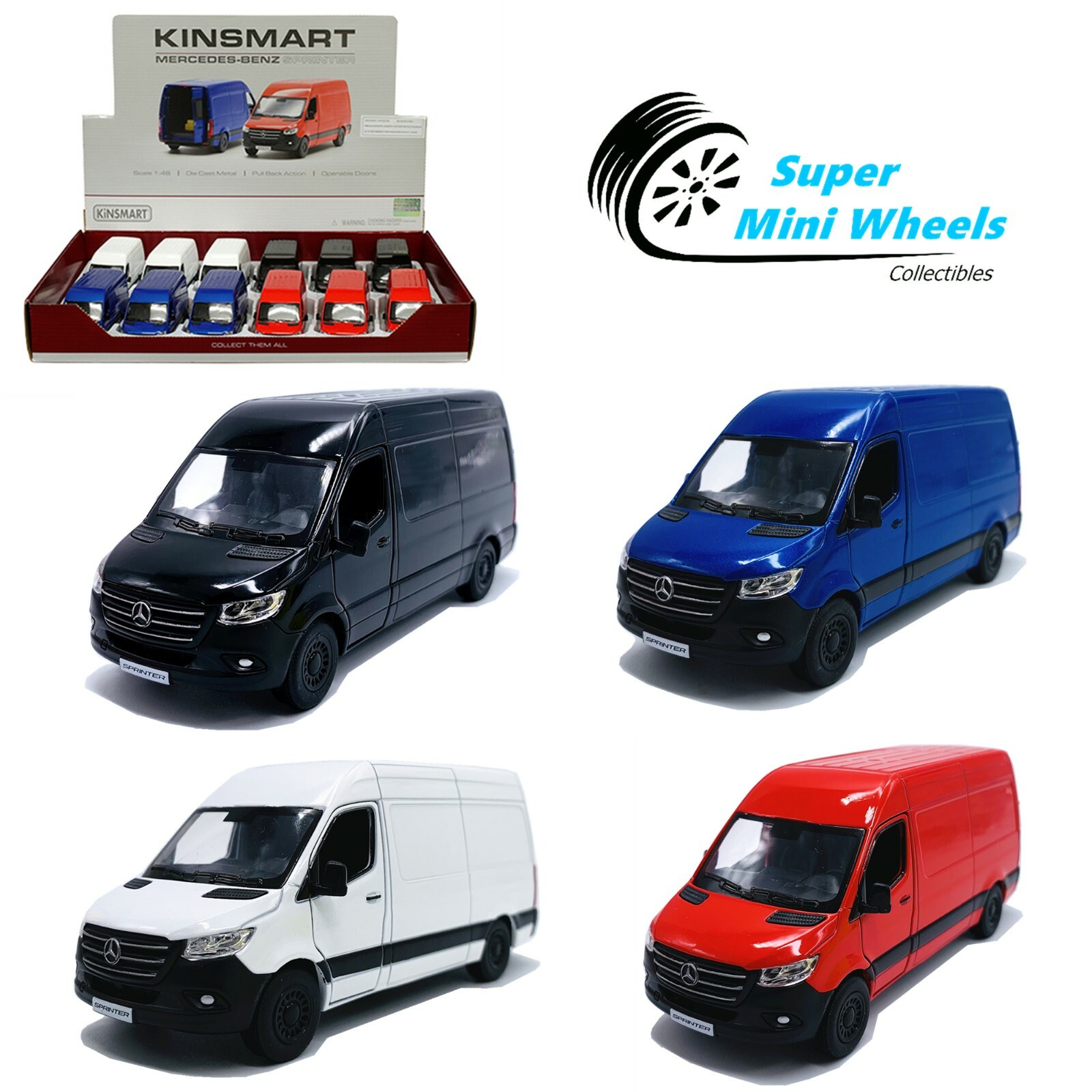 Kinsmart 1:48 Mercedes-Benz Sprinter Van – Diecast Toy Car – 4 Colors You choose