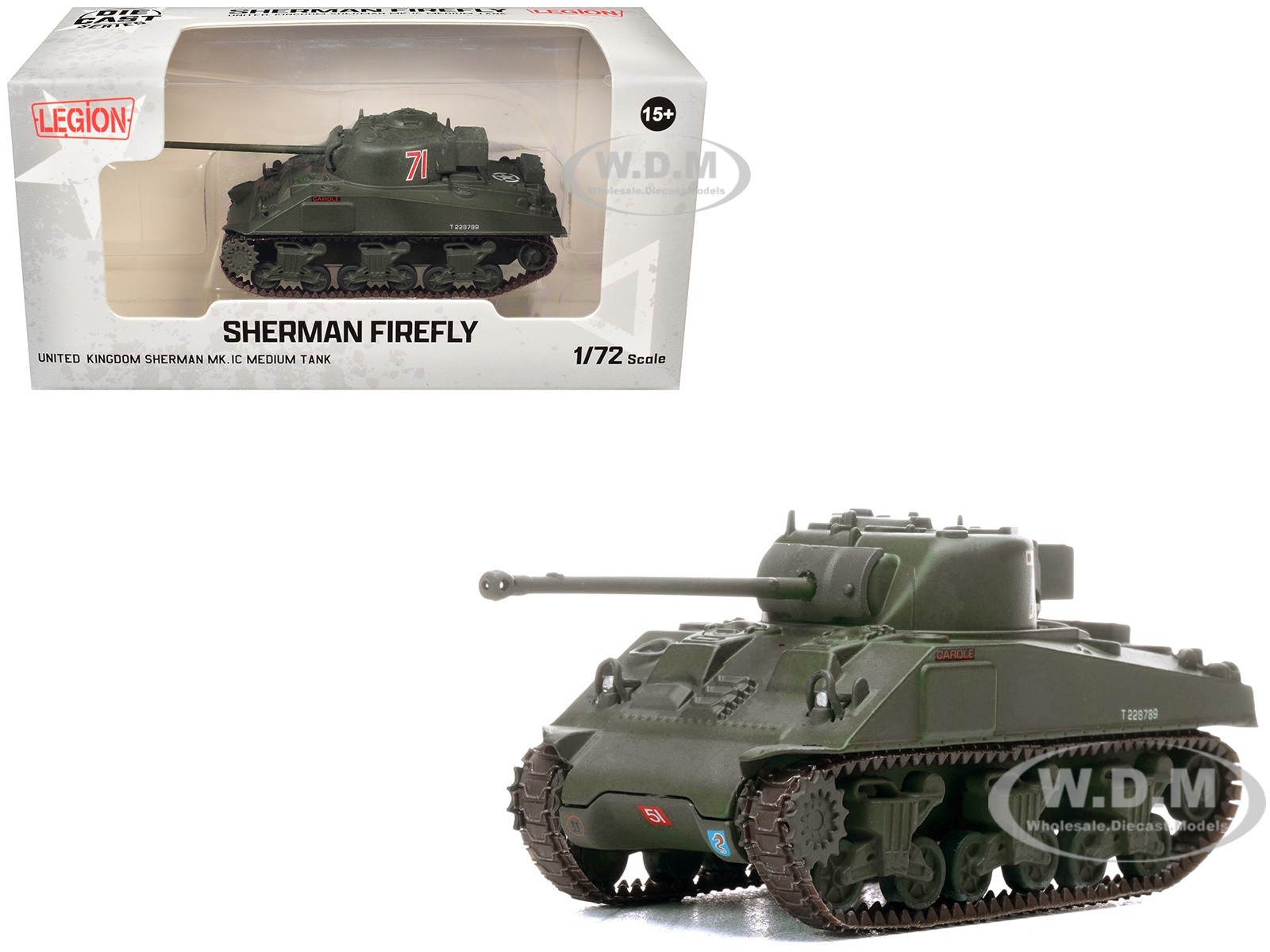 SHERMAN FIREFLY MK.VC TANK “CAROLE” BRITISH ARMY 1/72 DIECAST BY LEGION 12010 LH