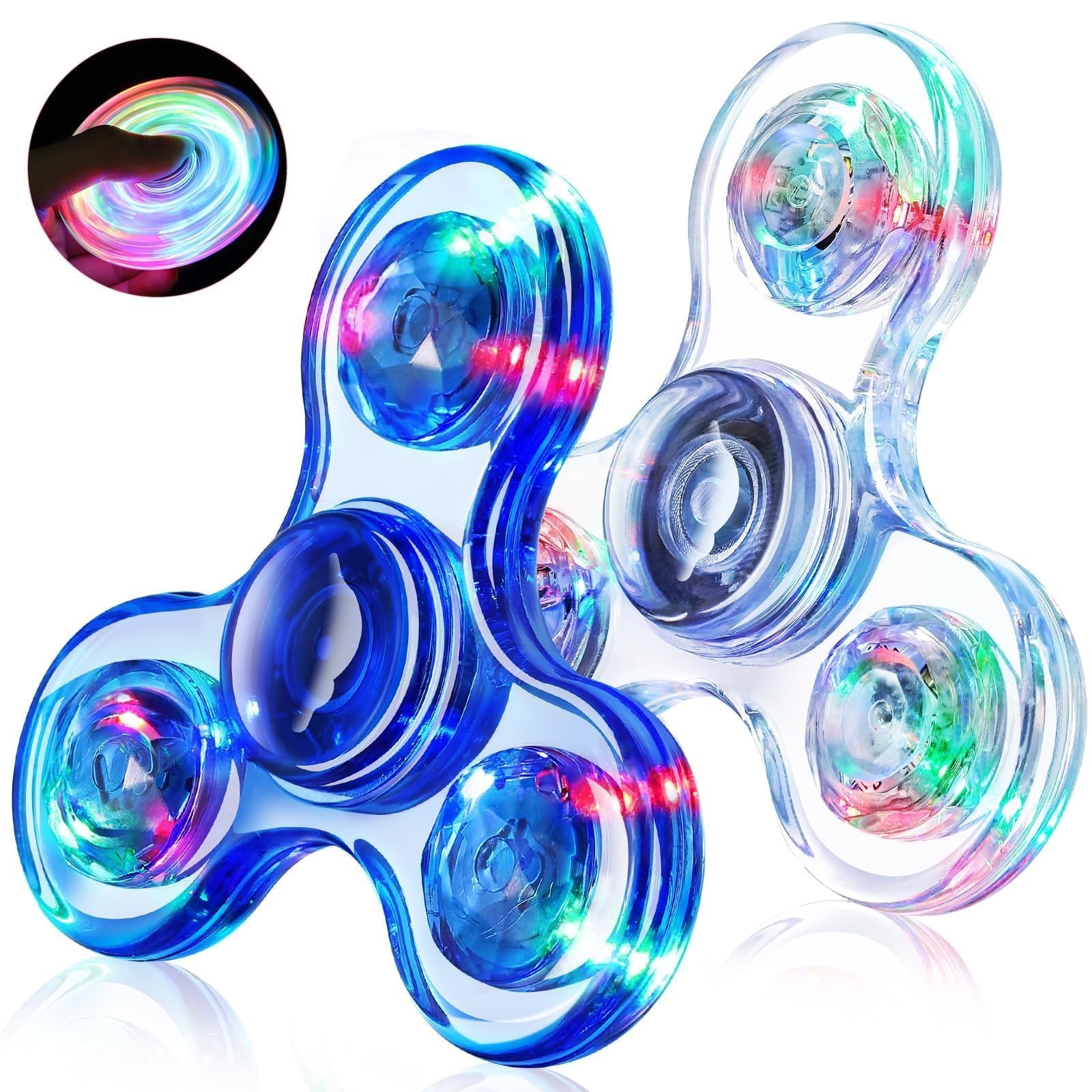 Fidget Spinner 2 Pack, Light up Sensory Fidget Toys Adults Kids 4-8-12 with A…