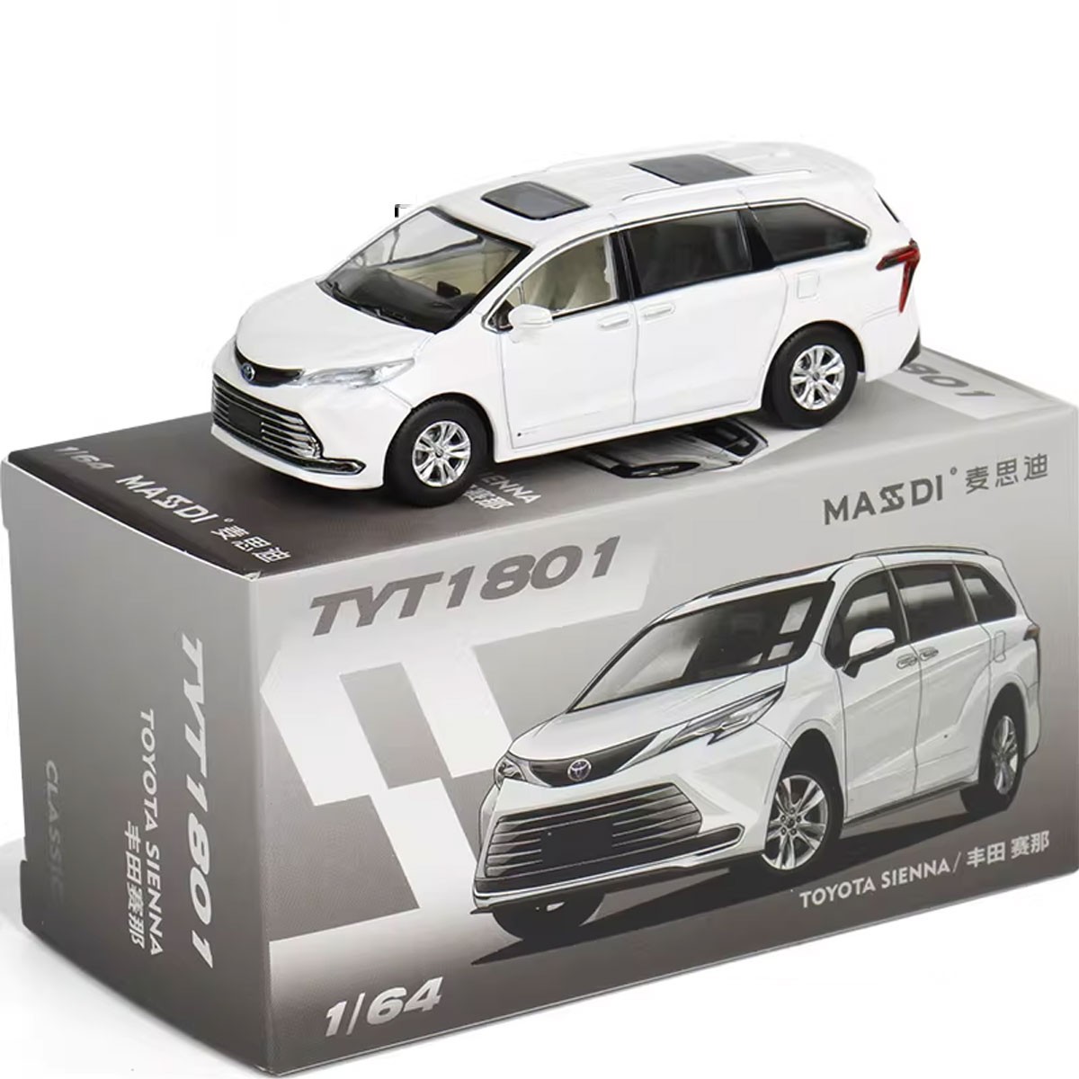 1:64 Alloy Diecast Car Sienna Minivan Model Collectible Miniature Family Van