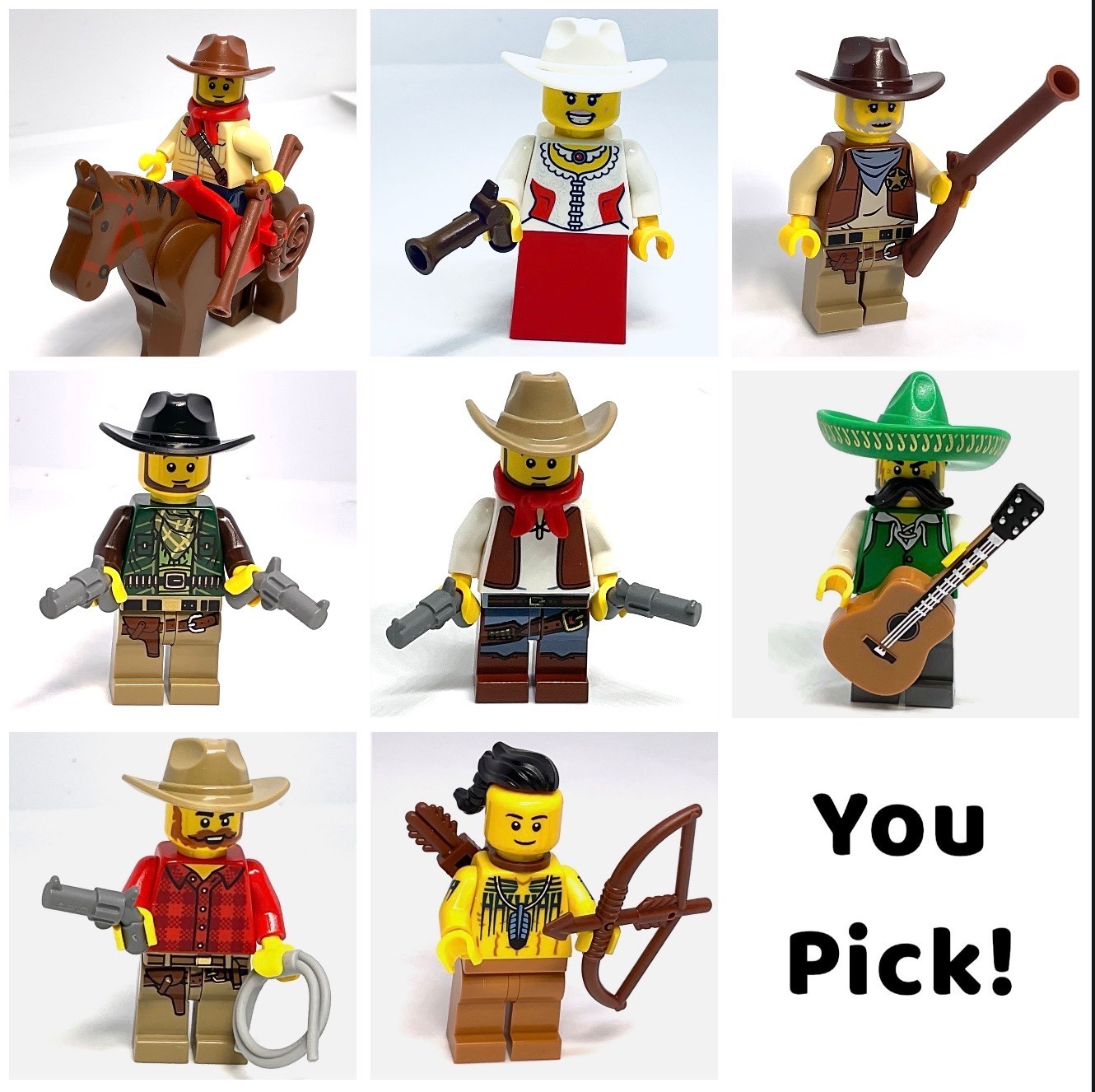 LEGO Cowboy & Western Frontier & Train & Indian Minifigures – 50+ Characters