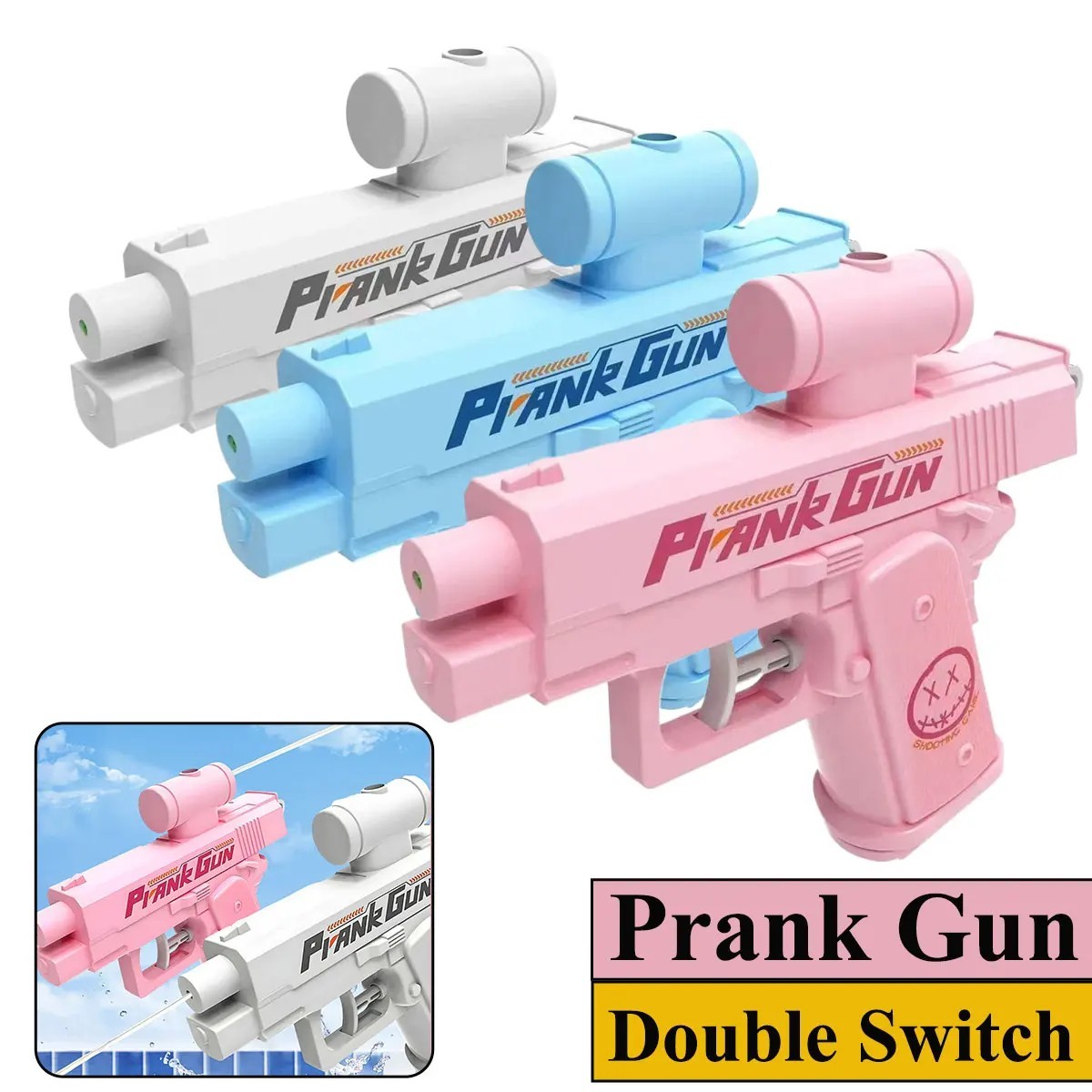 Prank Two-Way WaterGun, Prank SquirtGun Can Spray from Front and Back (White)HOT