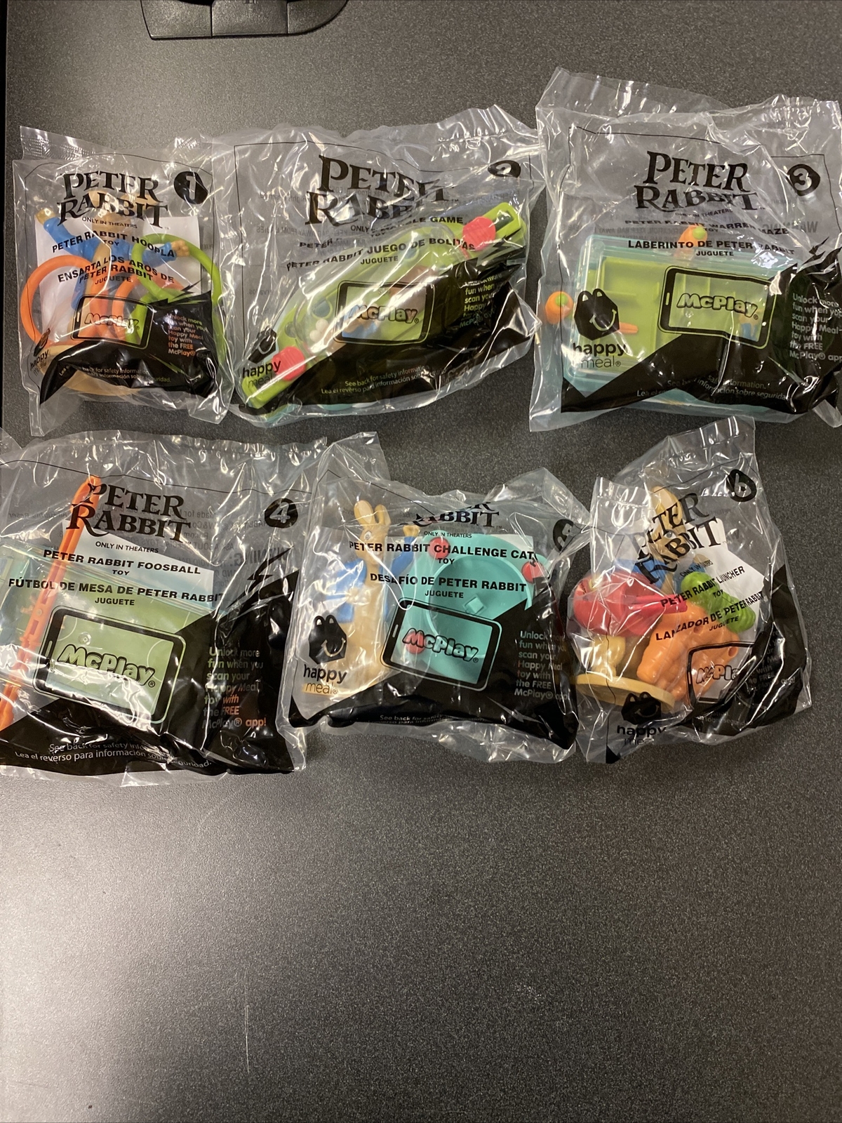 2018 NEW Peter Rabbit The Movie McDonald’s Happy Meal Complete Set of 6 toys