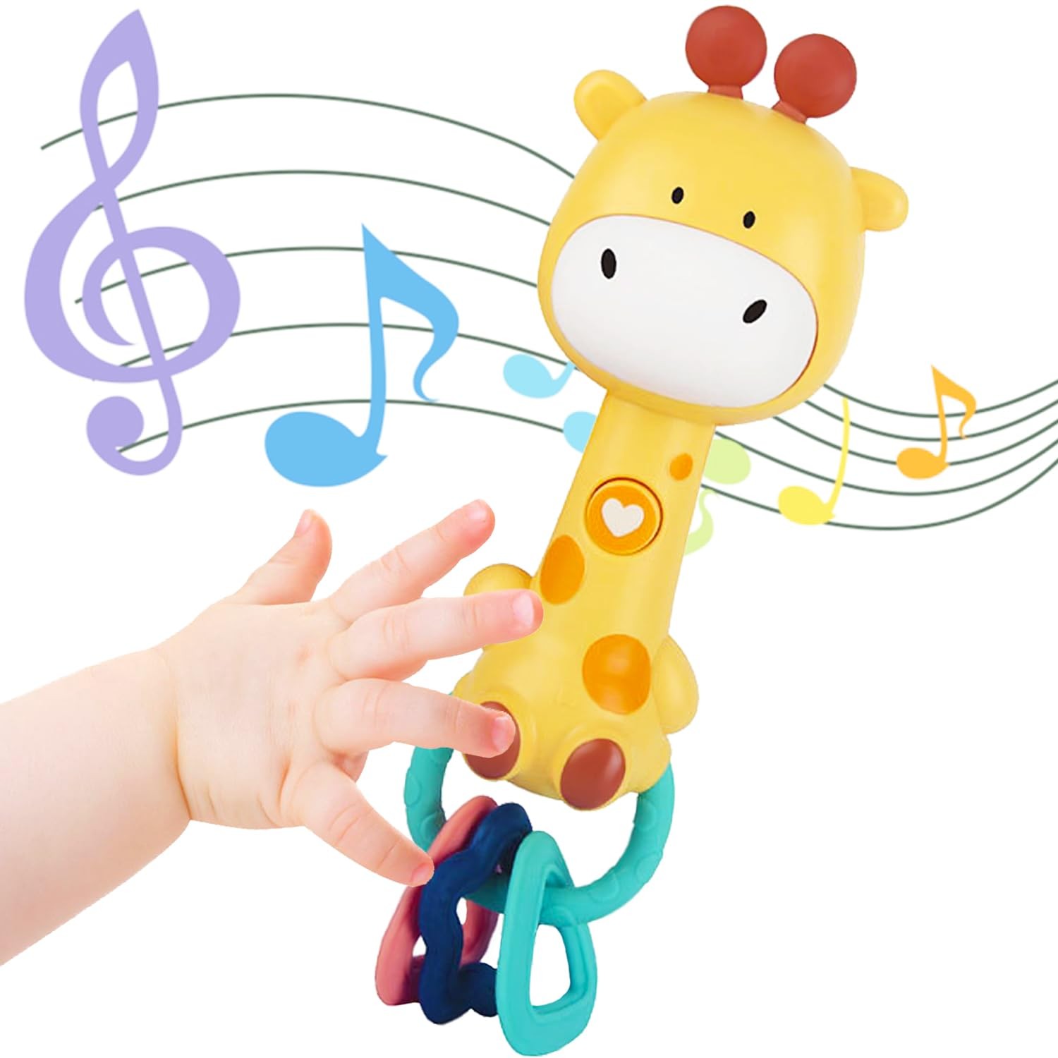 Bright Yellow Giraffe Baby Musical Rattle Toy – Light-Up Teether & Sensory Ch…