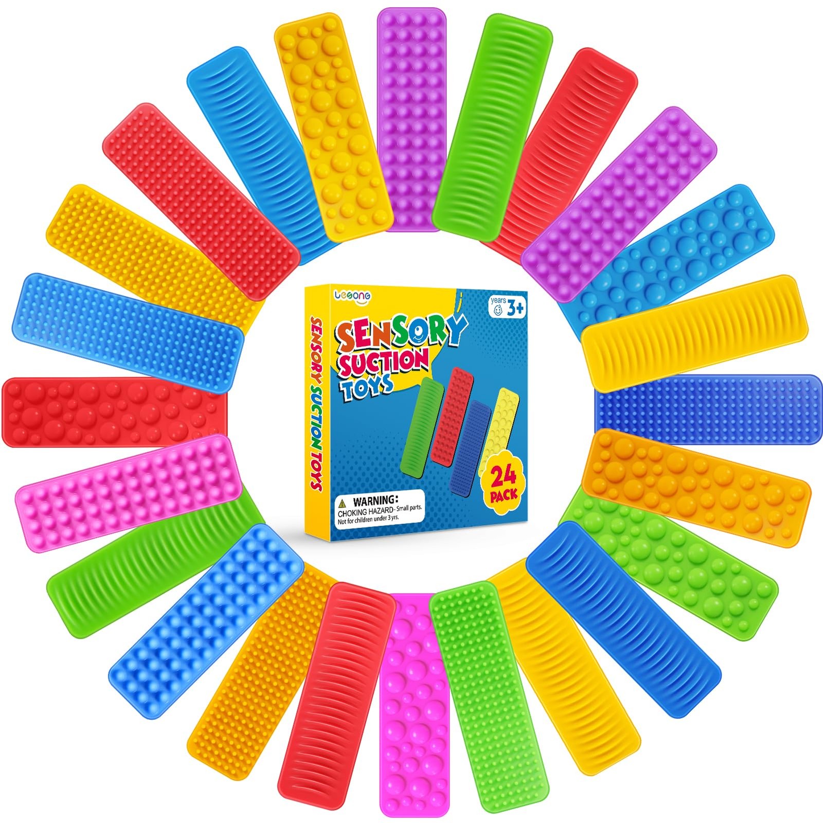 Sensory Fidget Toys Kids Adults: 24 Pack Textured Suction Toys for Autism Kid…