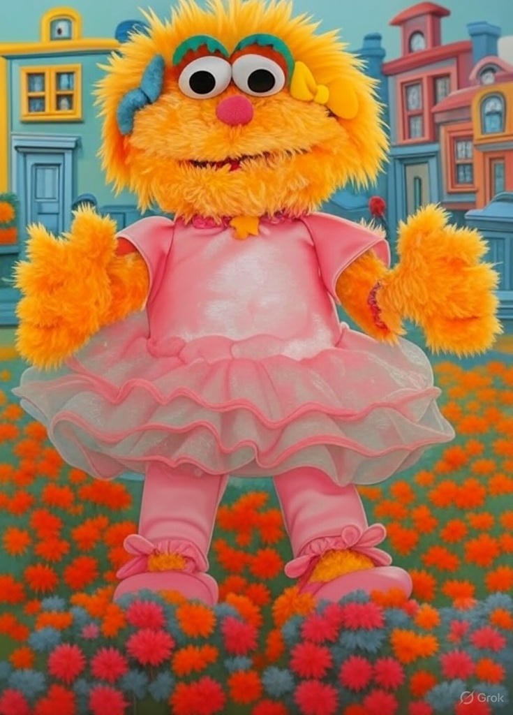 Sesame Street Zoe Ballerina Plush Toy – 10 Inch Pink Tutu Dress Soft Stuffed