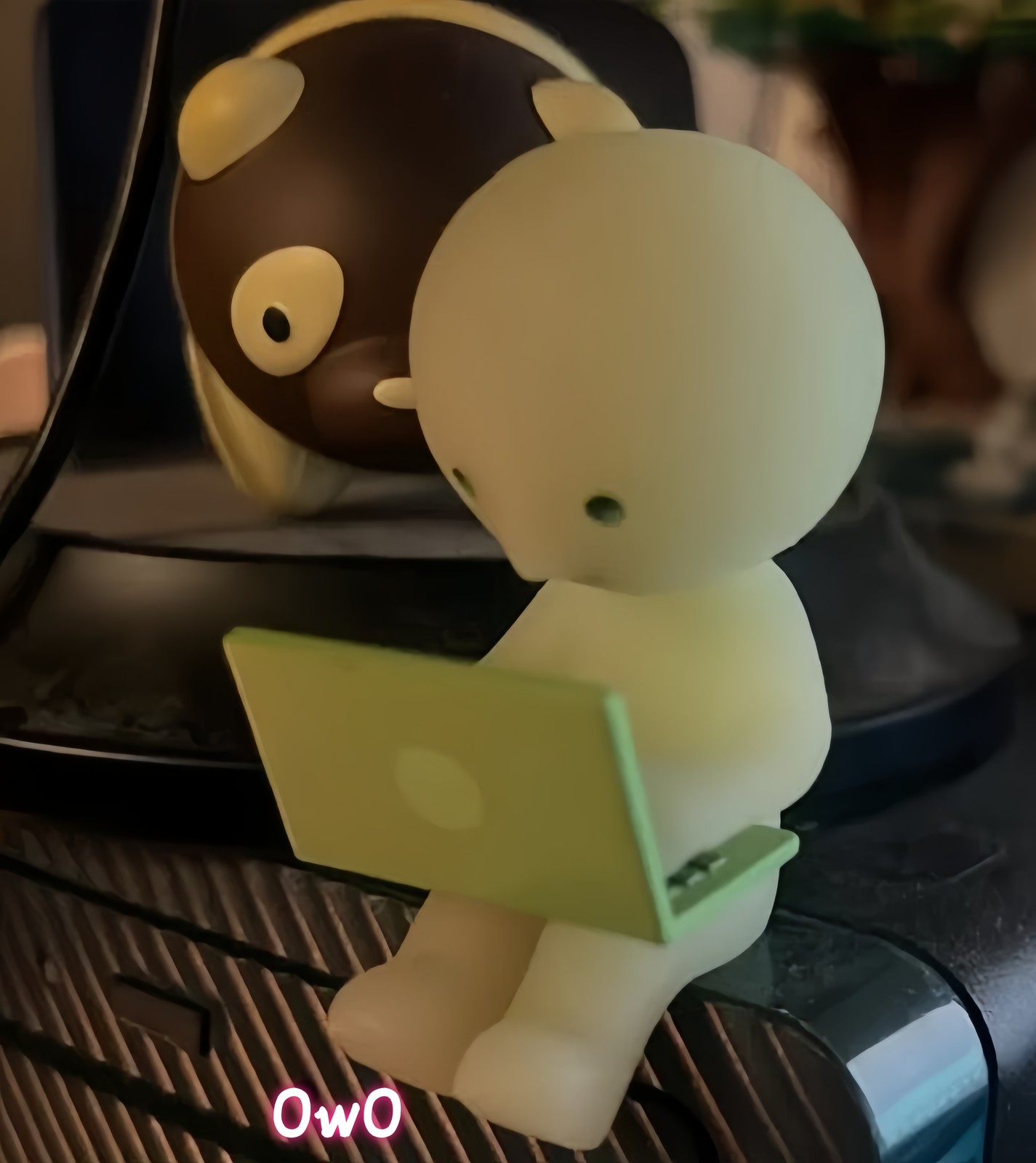 Smiski Work Series Researching Figure Computer Laptop Typing Office Glow Toy