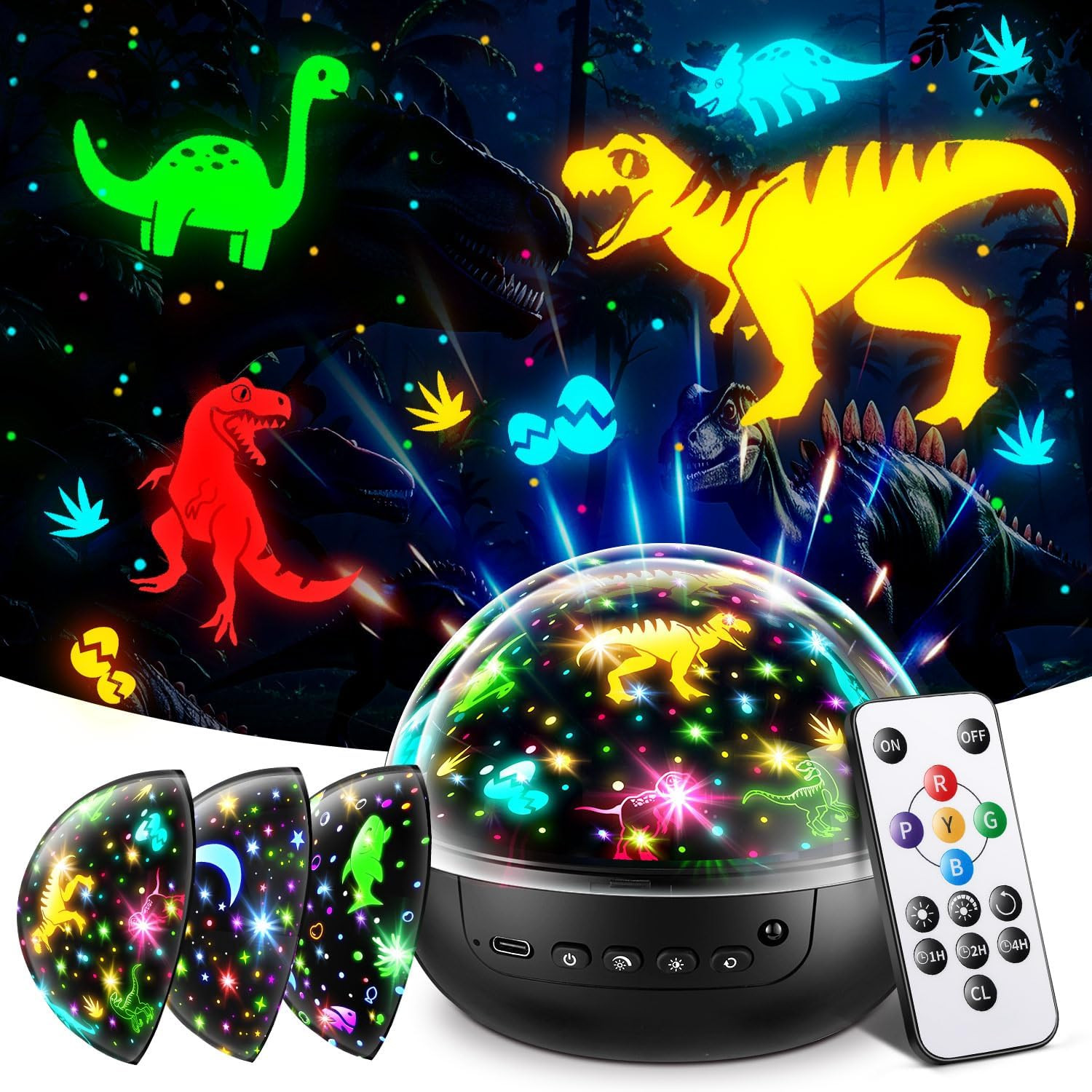 Dinosaur Toys for Kids 3-5, 【Remote+3 Films+93 Effects】 Dinosaur Toys for Kids 2