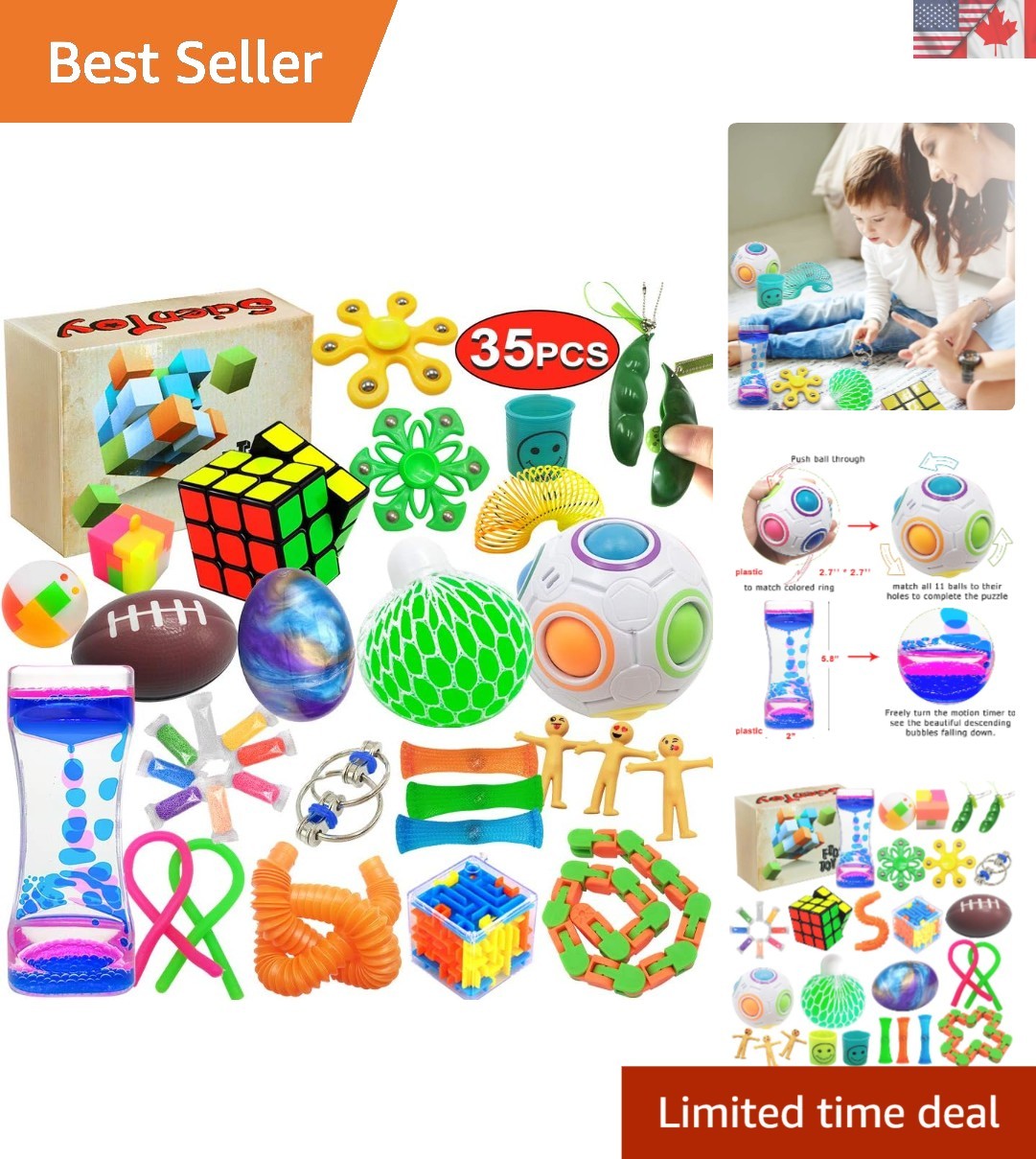 Sensory Fidget Toy Set – 35  Pieces for Kids & Adults Anxiety Relief