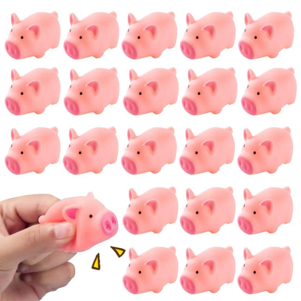 HAKACC 20 PCS Mini Squishies Pig Bath 1.5×1.5×2.5 Inch (Pack of 20), Pink