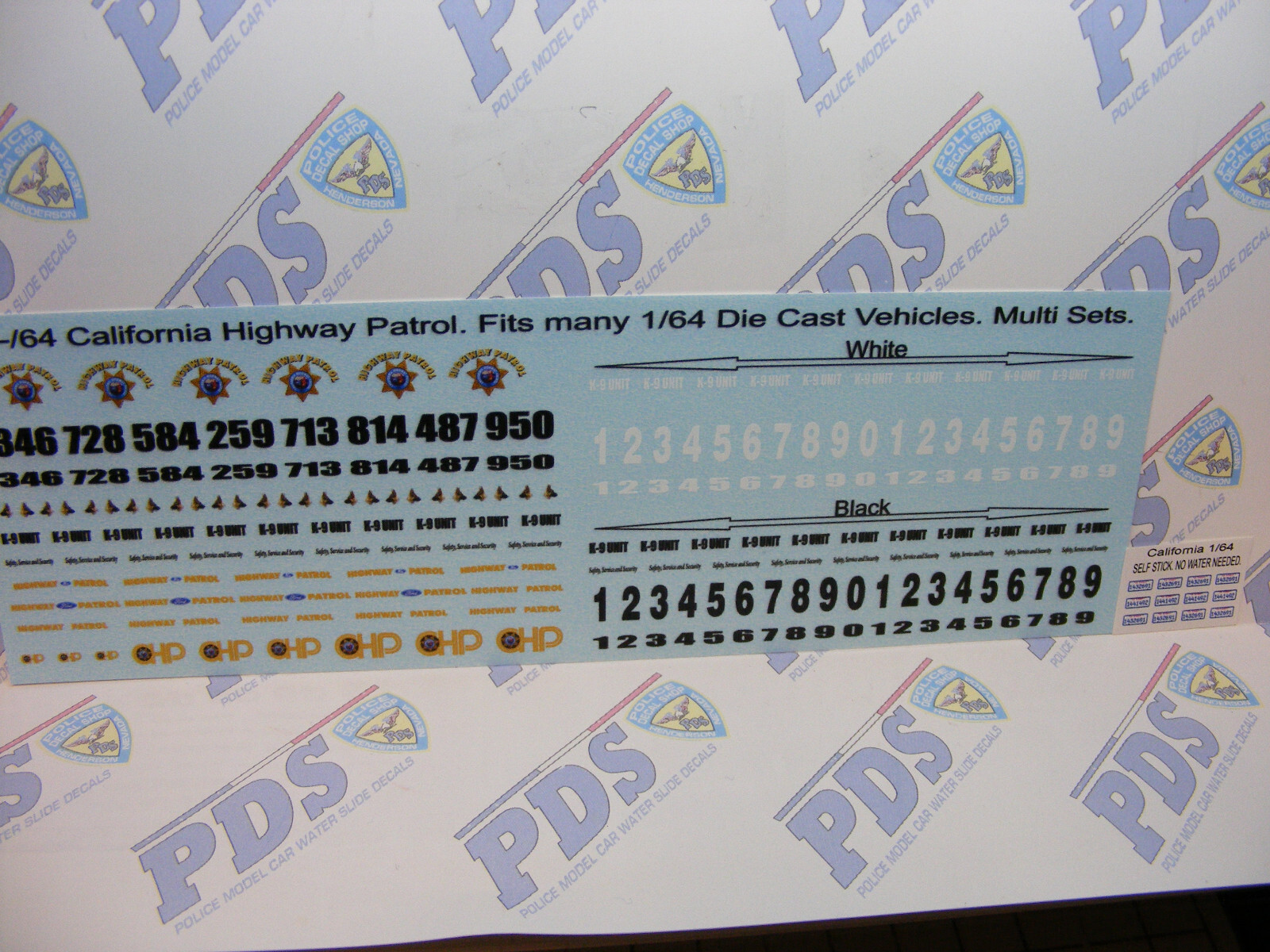 California Highway Patrol 1/64 Water Slide Decals Customizing Set