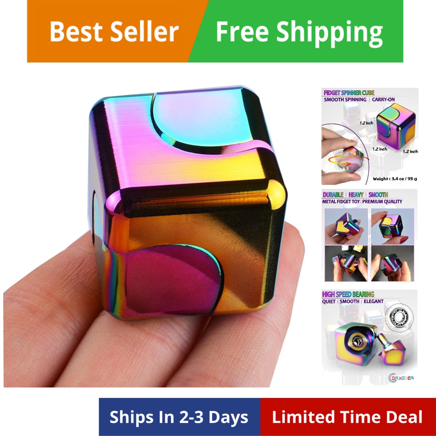 Fidget Spinner Toys Cube Adults, Easter Basket Stuffers for Teen Boys Metal C…