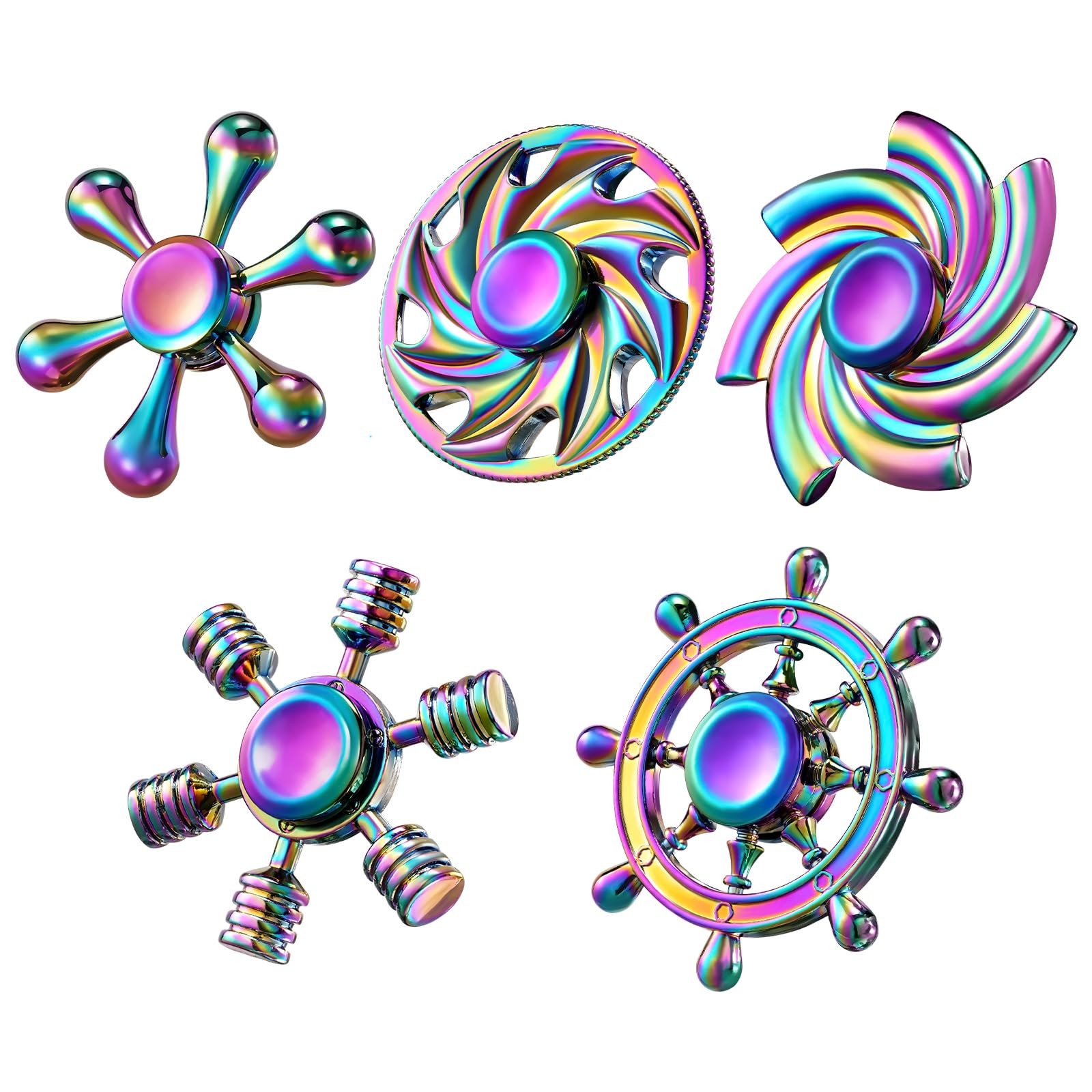 Metal Fidget Spinner, Sensory Hand Fidget Toy 5 Pack-Anxiety Toys Stress Reli…