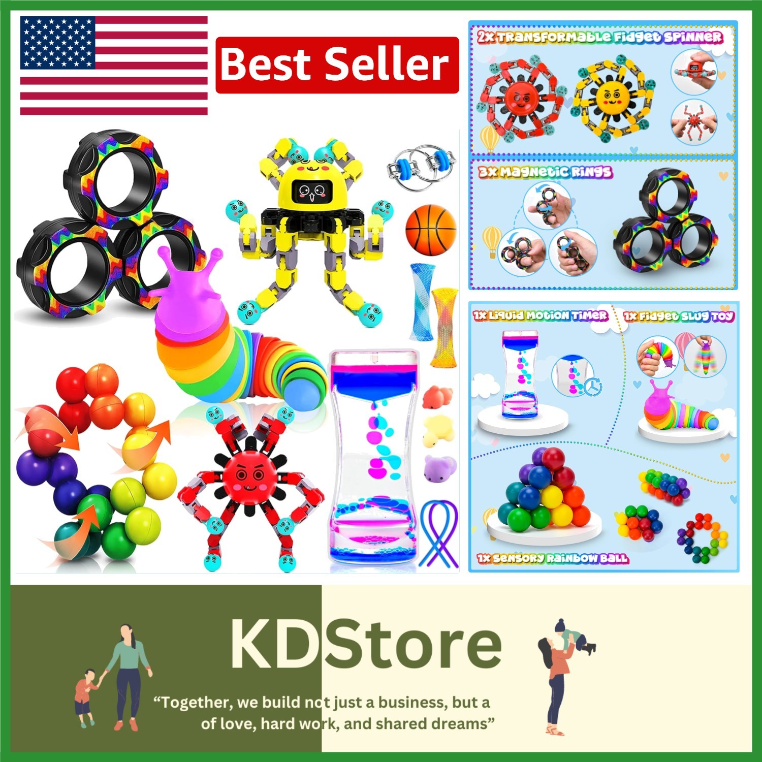 15pc Sensory Fidget Toys Bulk Pack for Autism ADHD Kids Teens Classroom Stres…