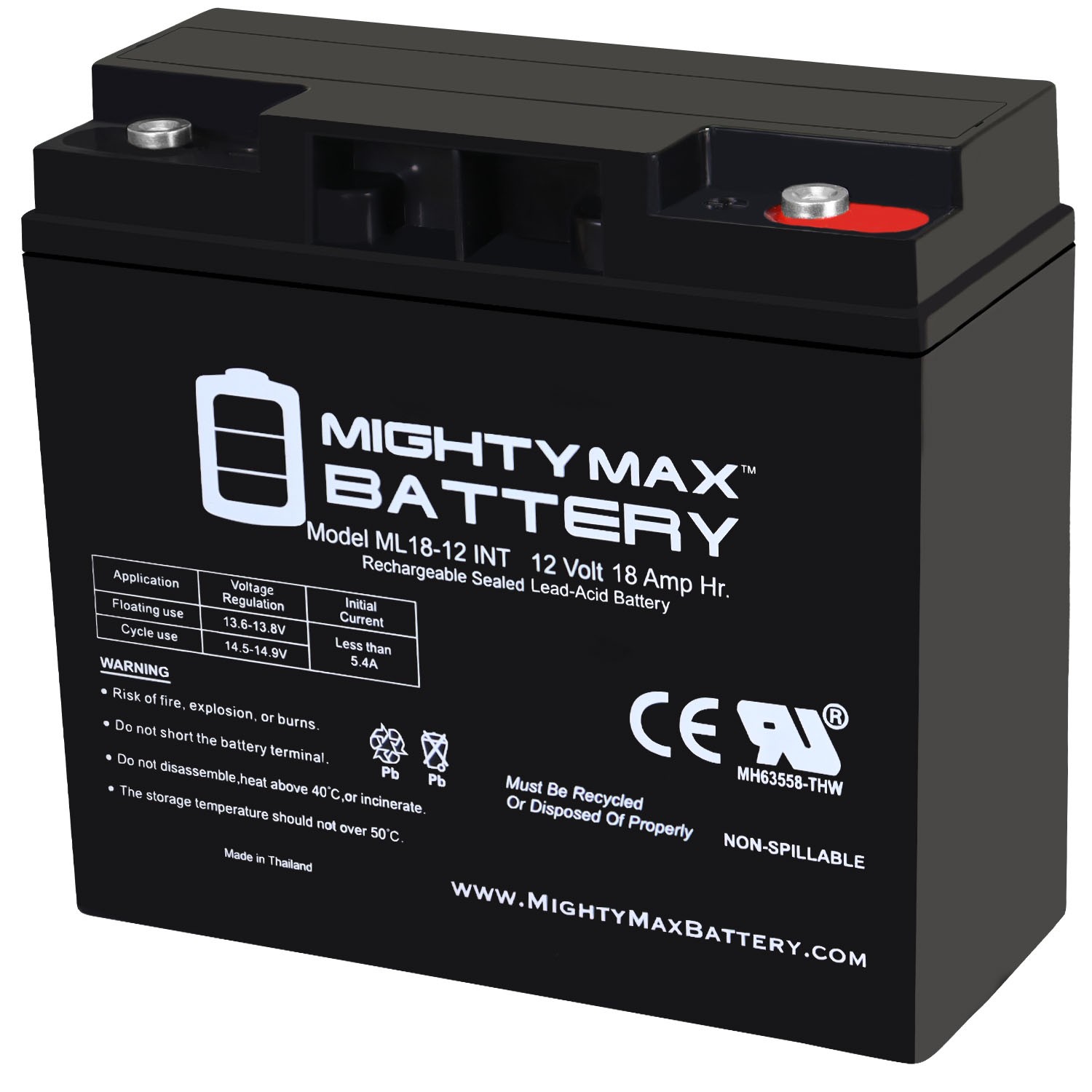 Mighty Max 12V 18AH SLA Internal Thread Battery for BMW K1200LT K1200RS