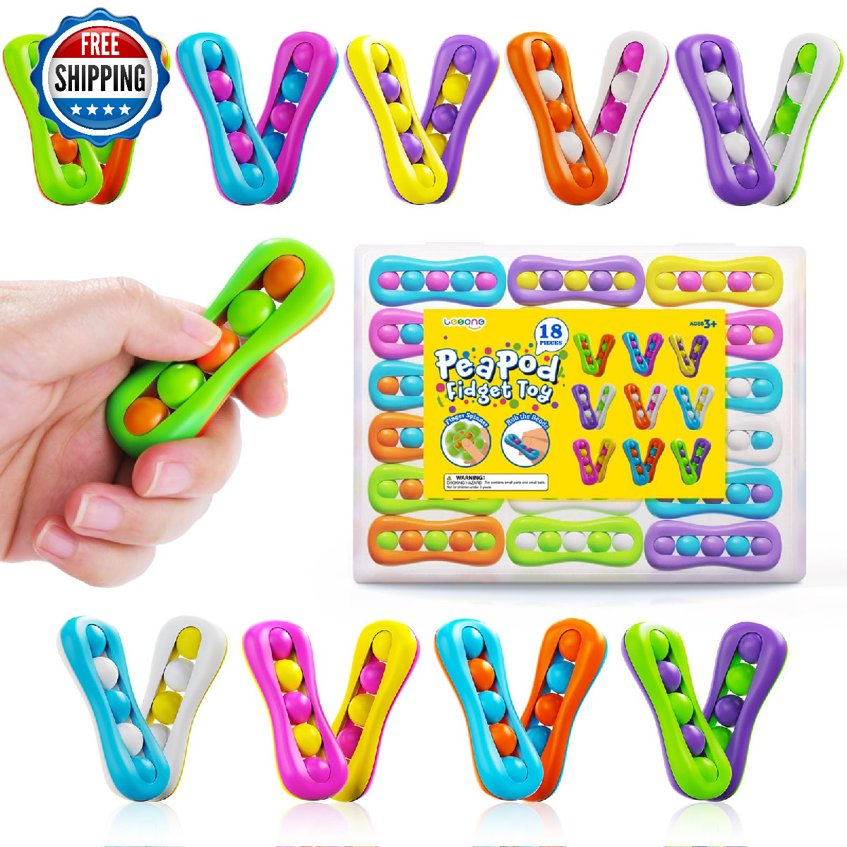 LESONG 18-Pack Fidget Spinner Sensory Toys for Kids – Stress Relief & Focus