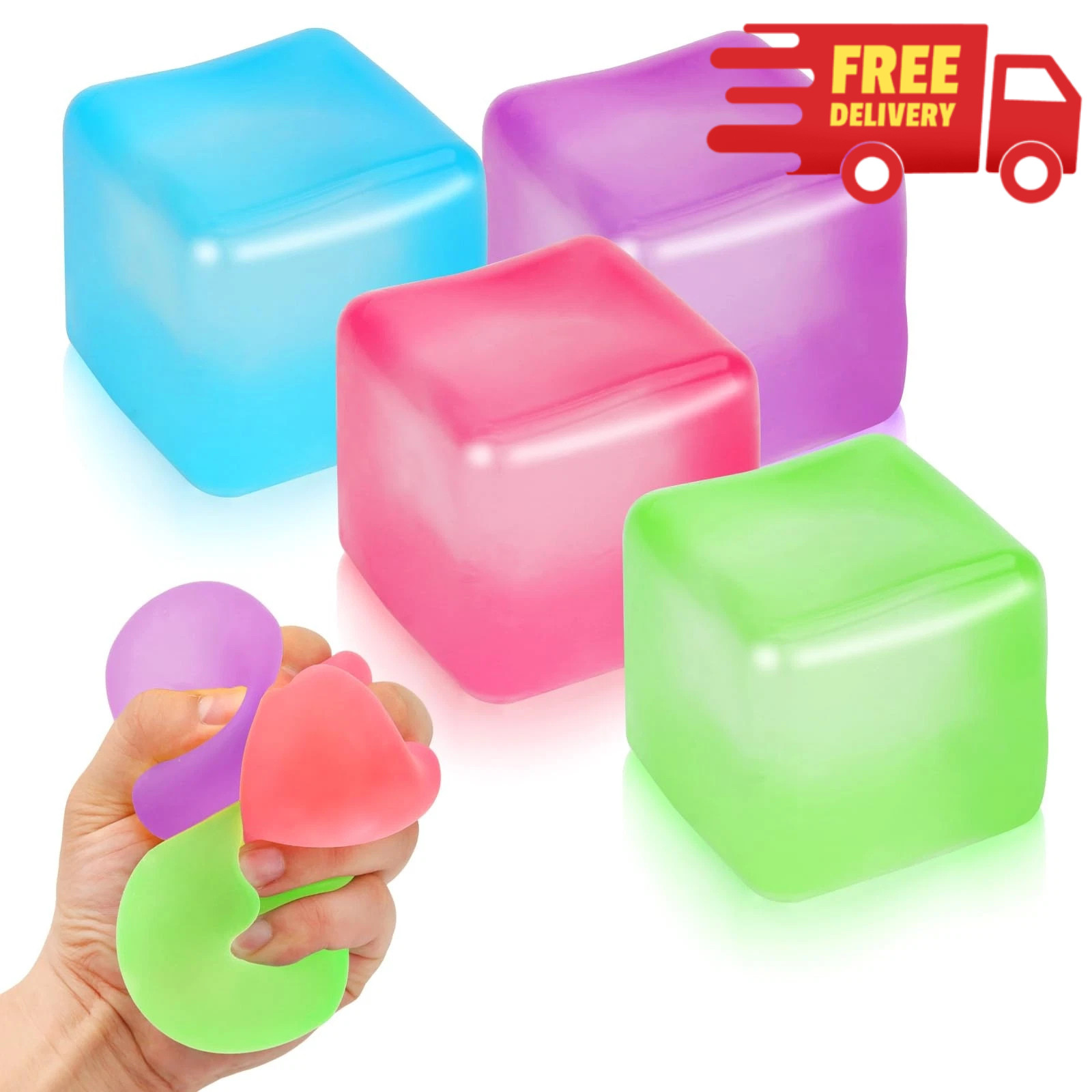 4 Pack Stress Cube Sensory Fidget Toys for Anxiety Stress Relief, Slow Rising…