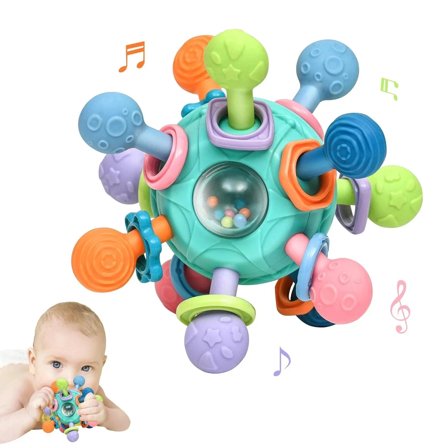 Baby Sensory Toys For 0-6 6-12 Months Food Grade Teething Toy Gift For Boys Girl