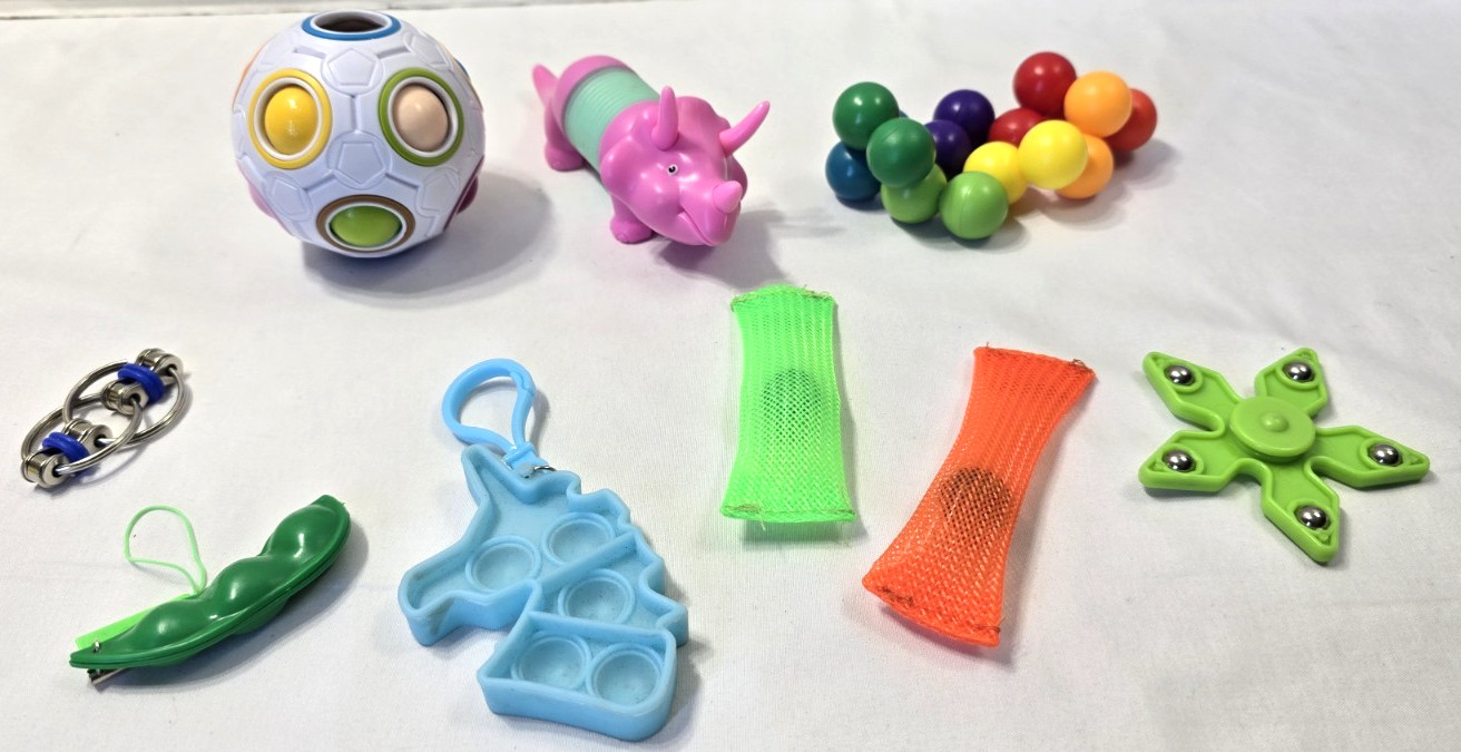 Stress Reliever Fidget Sensory toys LOT of 9- Rainbow Magic Ball,