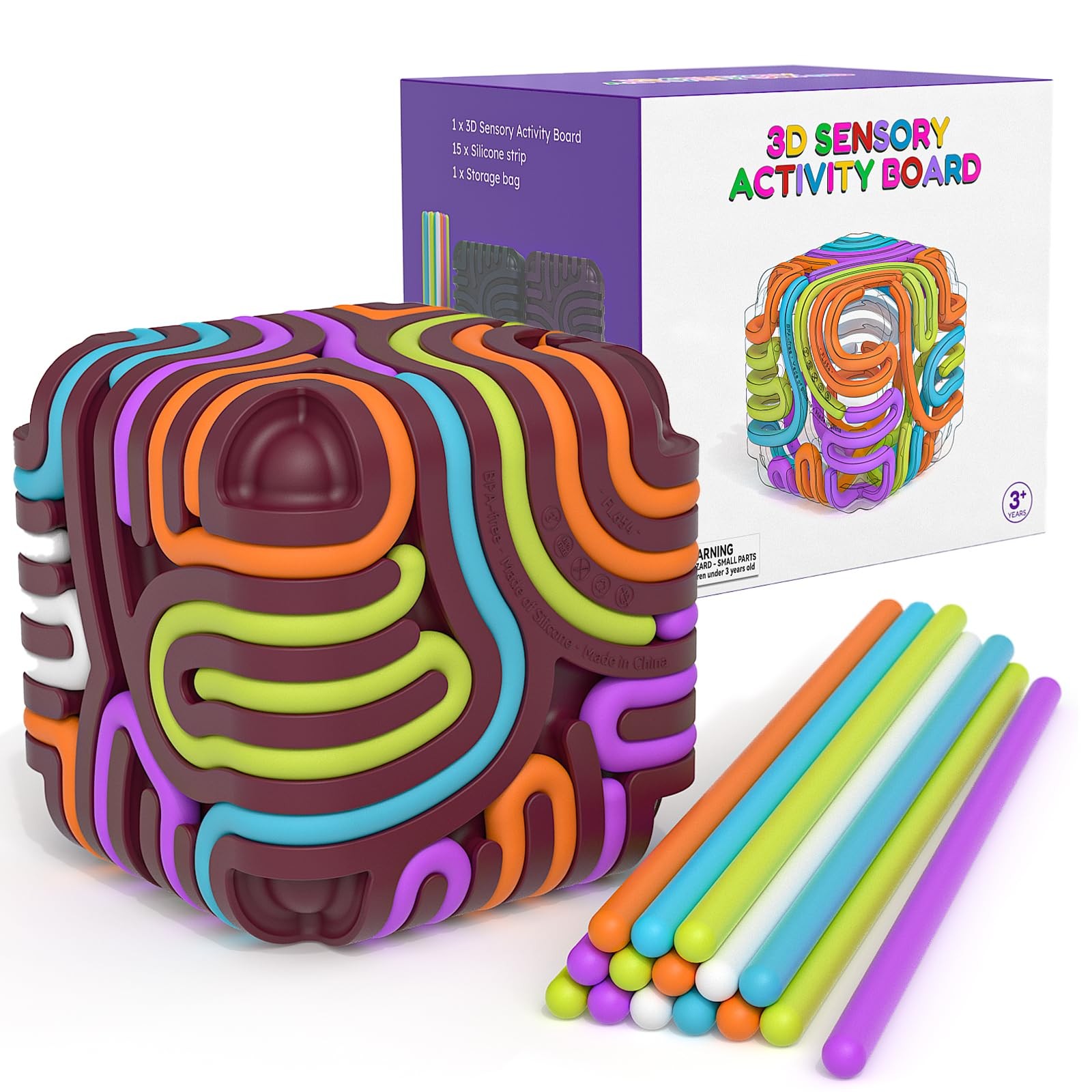 Sensory Fidget Toys for Kids Adults, Sensory Activity Board with 15 Strings, …