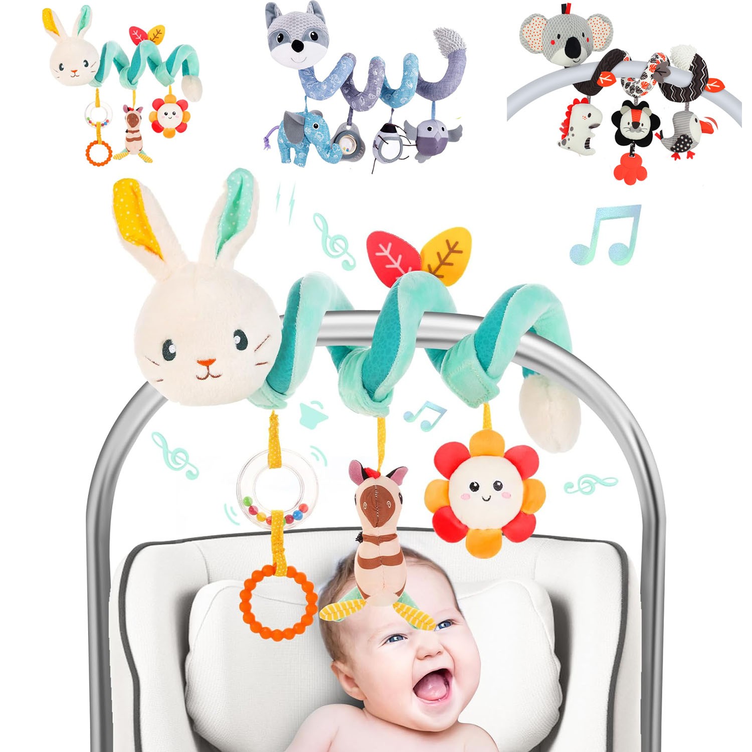Car Seat Toys for Babies Baby Toys 3-6 Months Carseat Stroller Toy Developmental