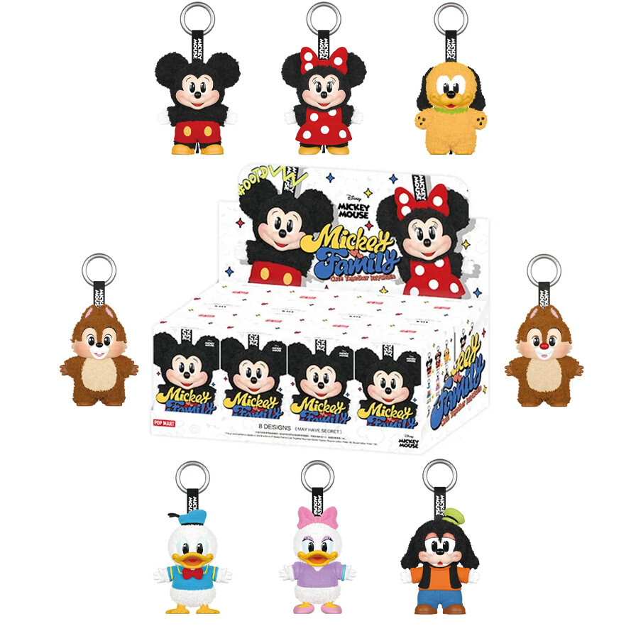POP MART Mickey Family Cute Together Keychain Series Confirmed Figure Plush Doll