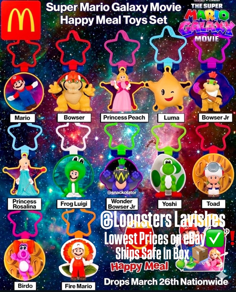 McDonald’s Happy Meal Toys Super Mario Galaxy Full Set Or Singles 2026 (1-12)