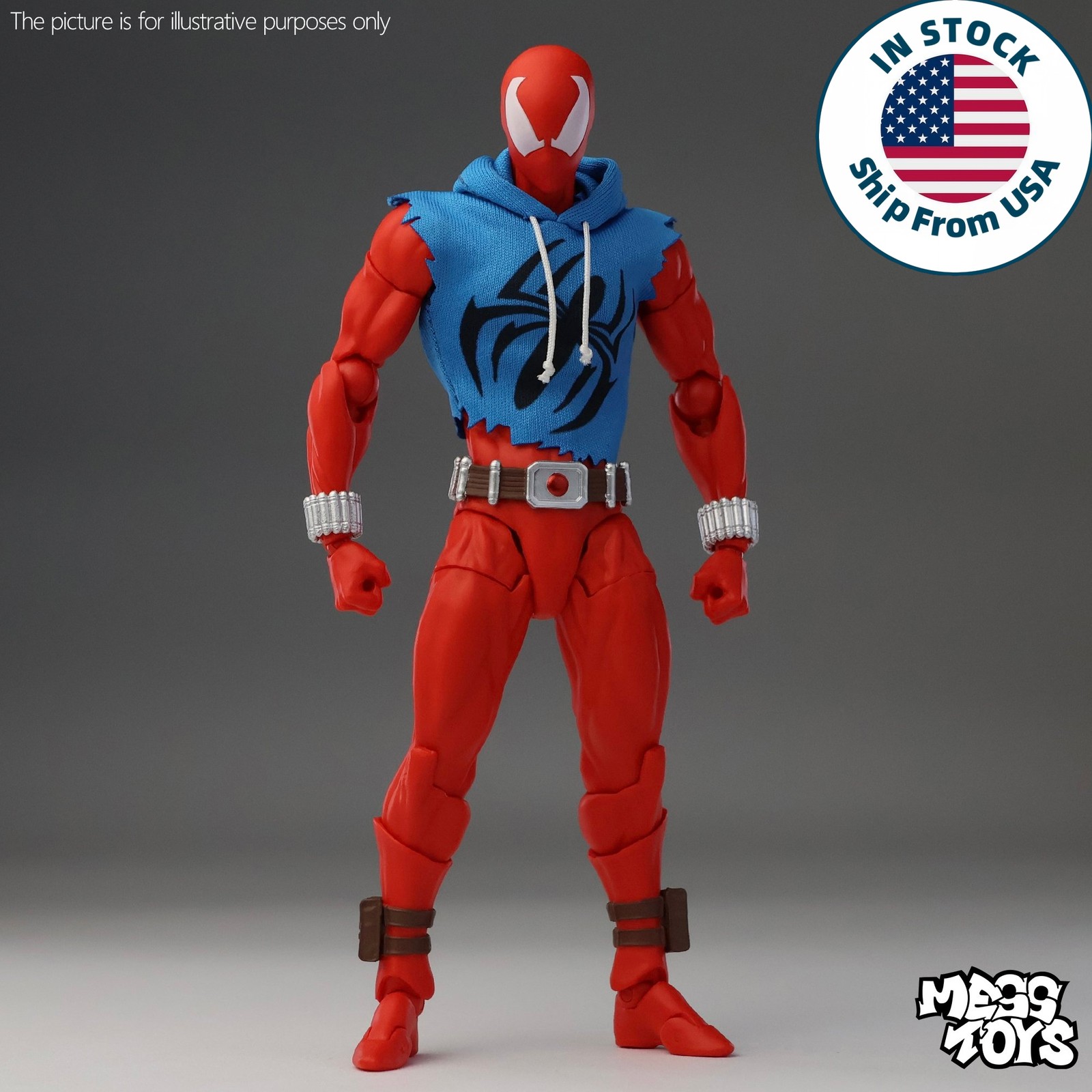 Hot-New Mess Toys Scarlet Hero Spider-Man Blue Suit 1/12 Action Figure US STOCK