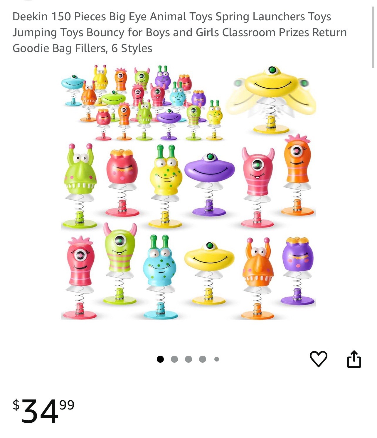 150 Pieces Big Eye Animal Toys Spring Launchers Toys Jumping Toys Bouncy Christm