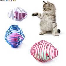 3Pcs Random Color Cat Spring Balls Stretchable Cat Springs Toys Interactive Toys