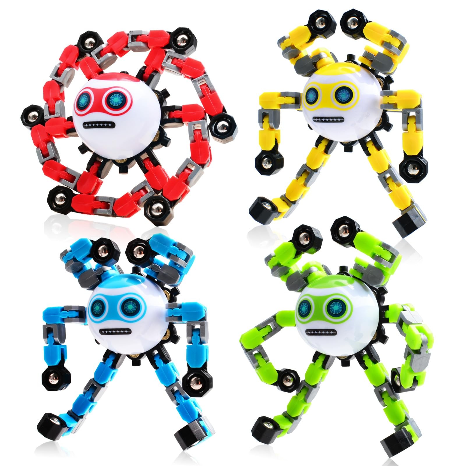 4PCS Transformable Fidget Spinners Toys Stress Relief Autism Sensory Kids Teens