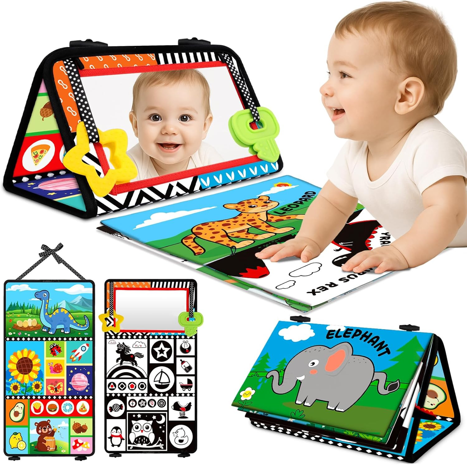 Baby Toys 0-6 Months – Tummy Time Toy Black and White High Contrast Newborn Toys