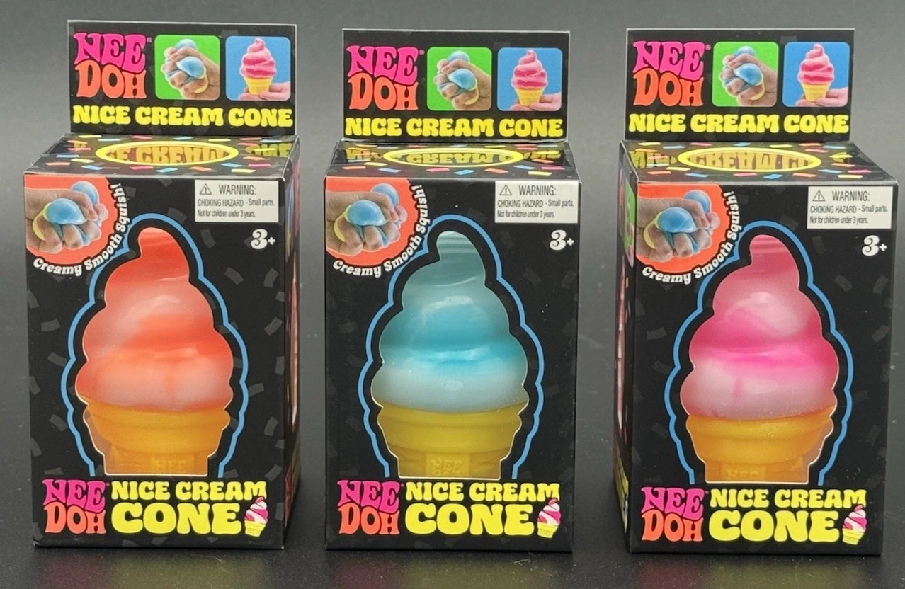 NeeDoh NICE CREAM CONE Ice Cream Swirl Squishy Toy NEE DOH Stress Ball