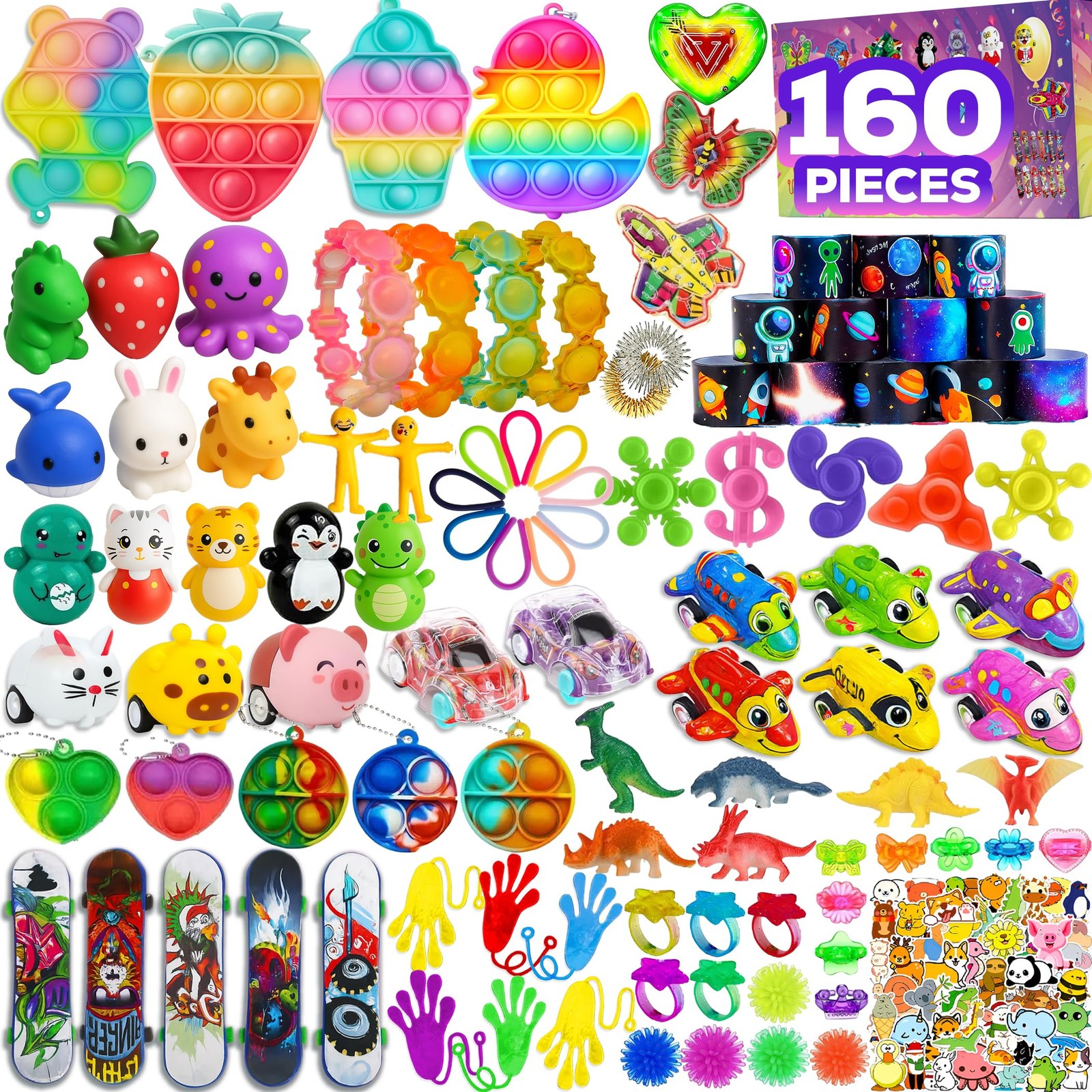160 Pcs Fidget Toys Party Favors Pack, Randomly Selected Pop Sensory Set Gift…