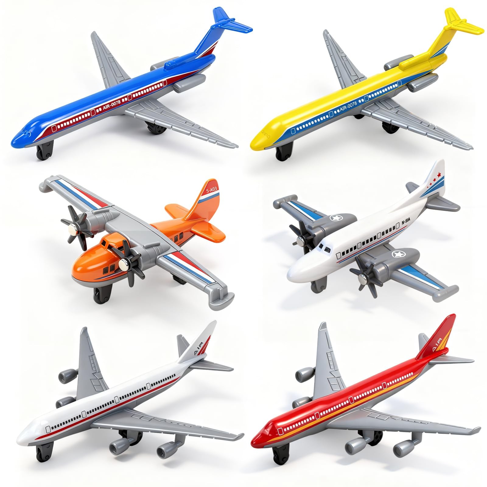 Airplane Toys, 6 Pack Metal Plane Pull Back Toy Airplanes for Kids 35 6 7 Yea…