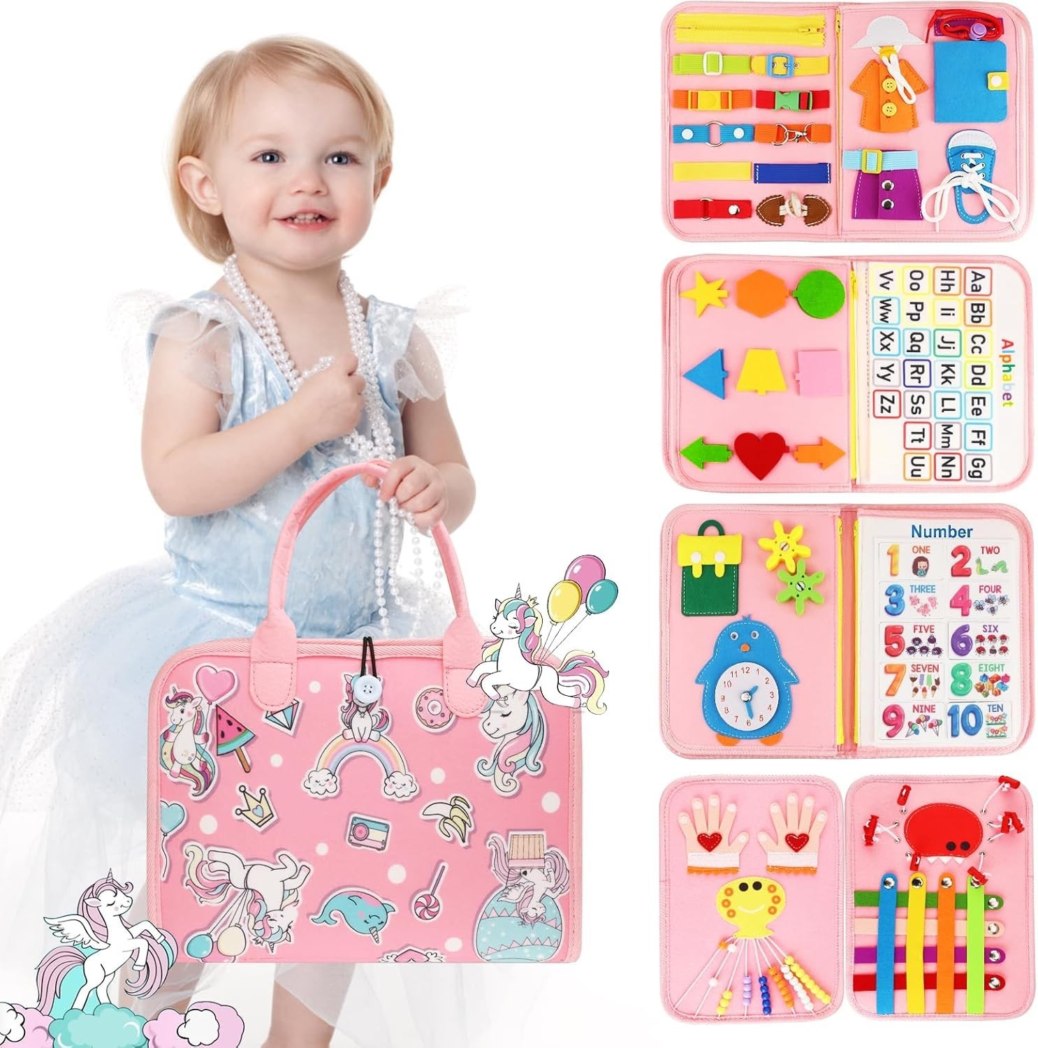 Toddler Busy Board Montessori Toys For 1 2 3 4 Year Old Girl Birthday Gifts, For