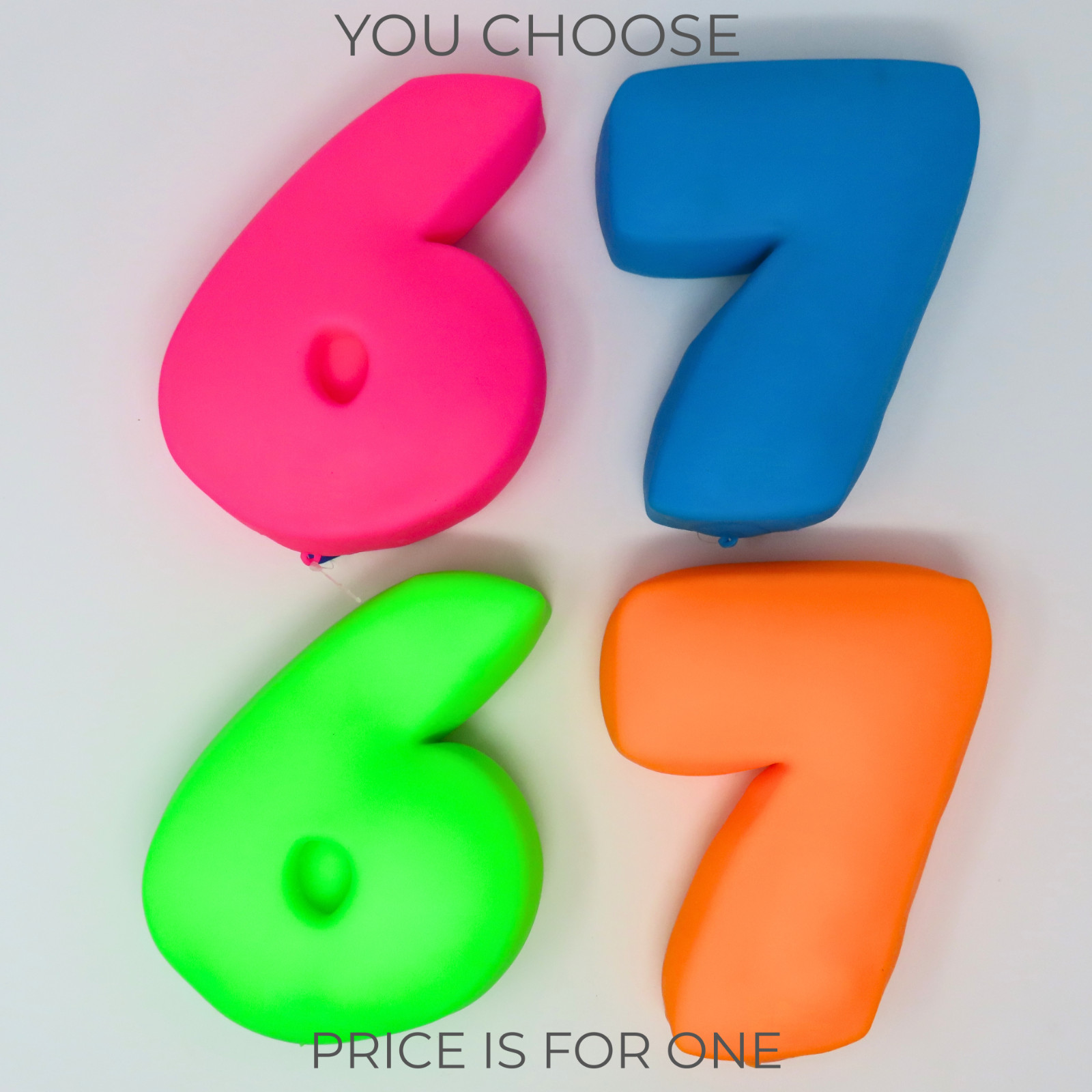 Jumbo Number Squishy Squeeze Toy 6 7 You Choose Color Non Toxic Toy Mendous