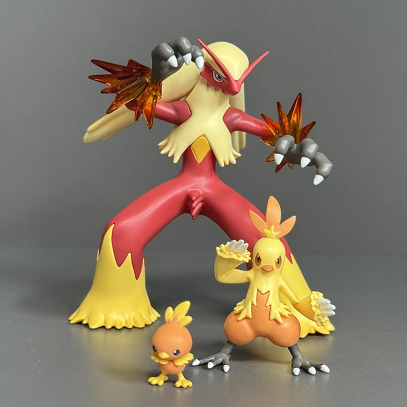 In-Stock 3pcs Torchic Combusken Blaziken Evolution PVC Figures Set