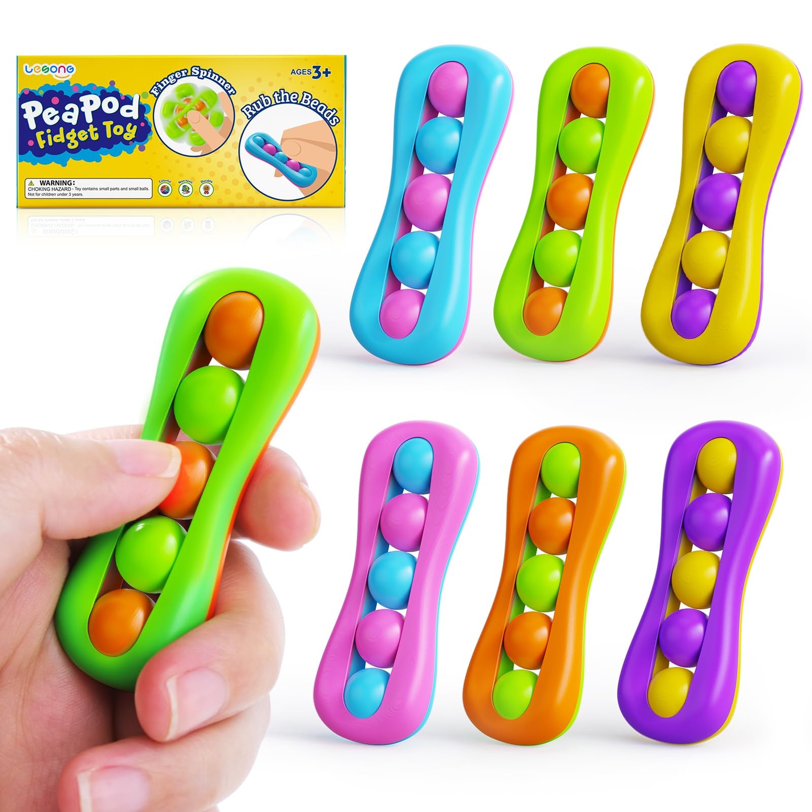Fidget Sensory Toys for Kids: 6 Pack Colorful Finger Spinner Toys – Stress Re…